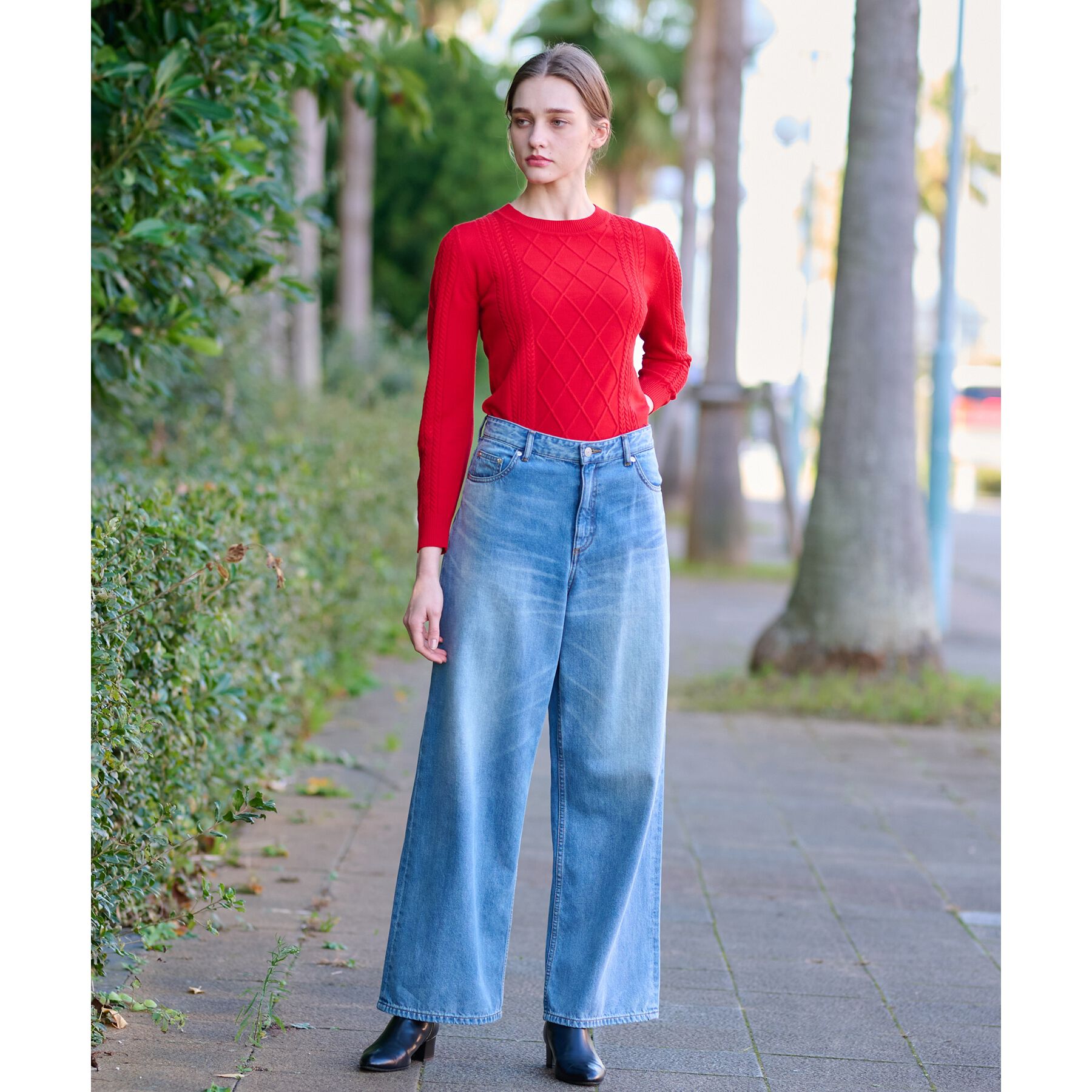 DRESSTERIOR「ヴィンテージ加工ワイドデニムパンツ」|デニム|