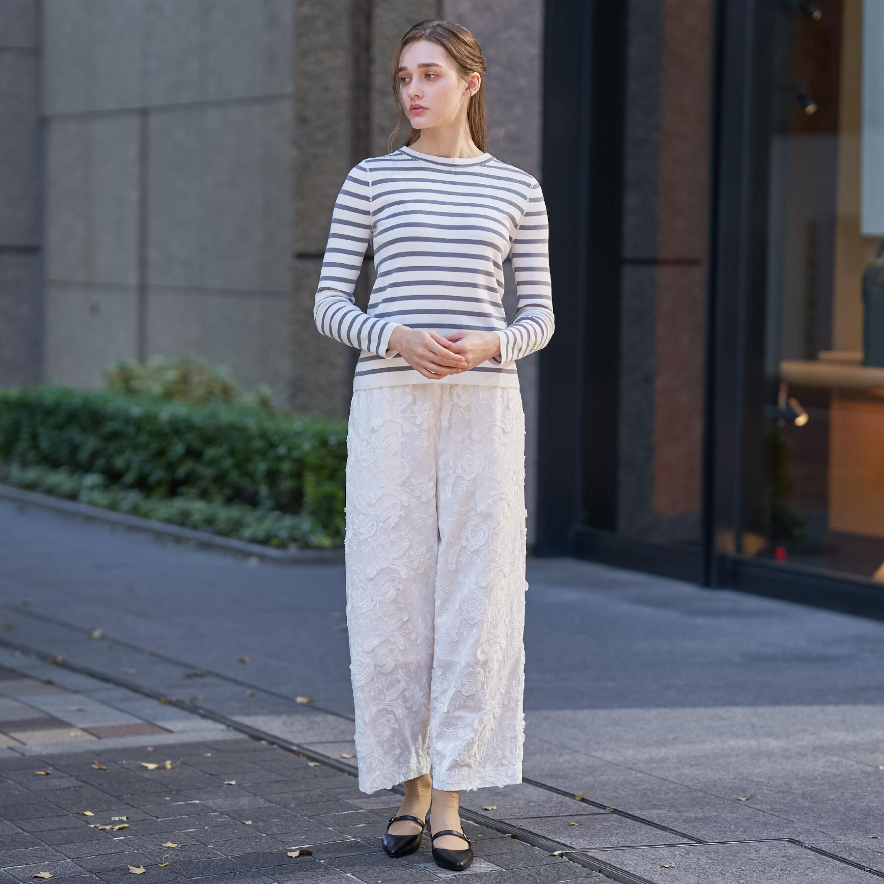 DRESSTERIOR「【ウォッシャブル】コットンフルニードルボーダーニット」|ニット・セーター|