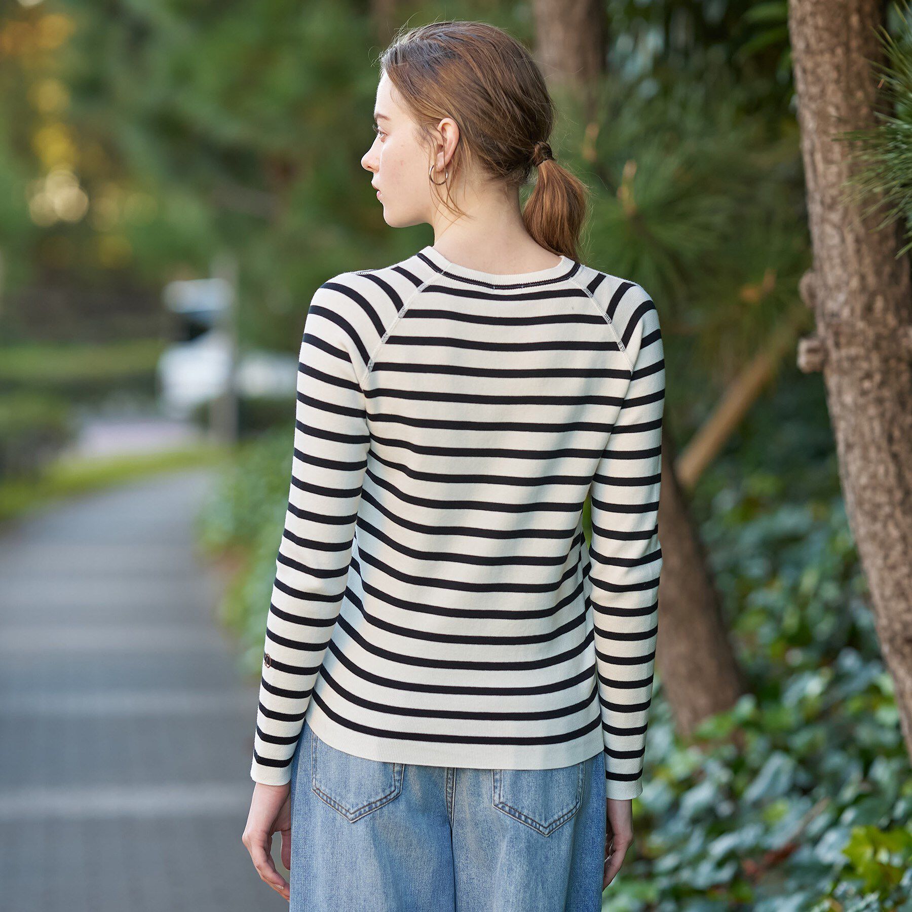 DRESSTERIOR「【ウォッシャブル】コットンフルニードルボーダーニット」|ニット・セーター|