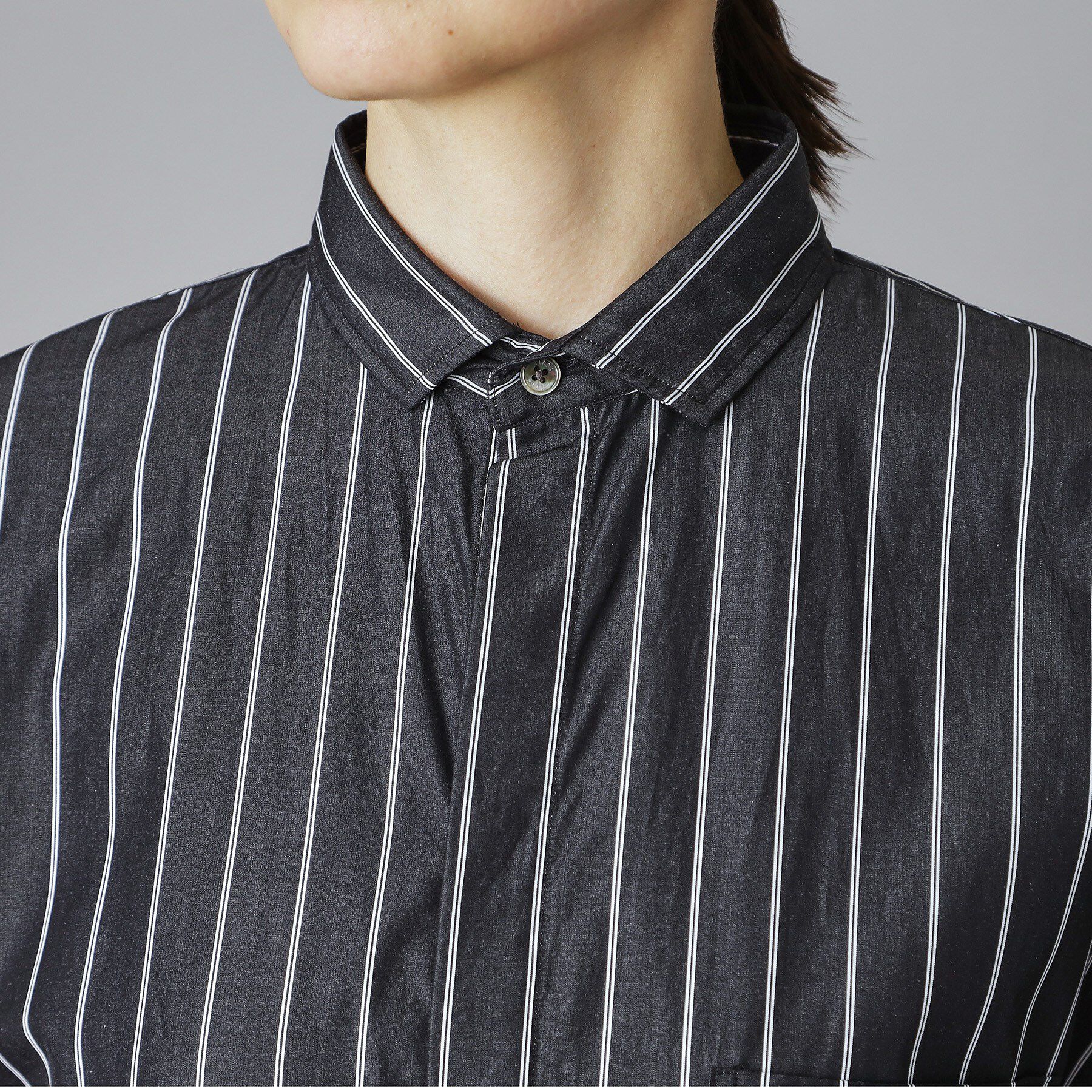 DRESSTERIOR「TICCA（ティッカ）テント半袖ストライプシャツワンピース」|ワンピース|