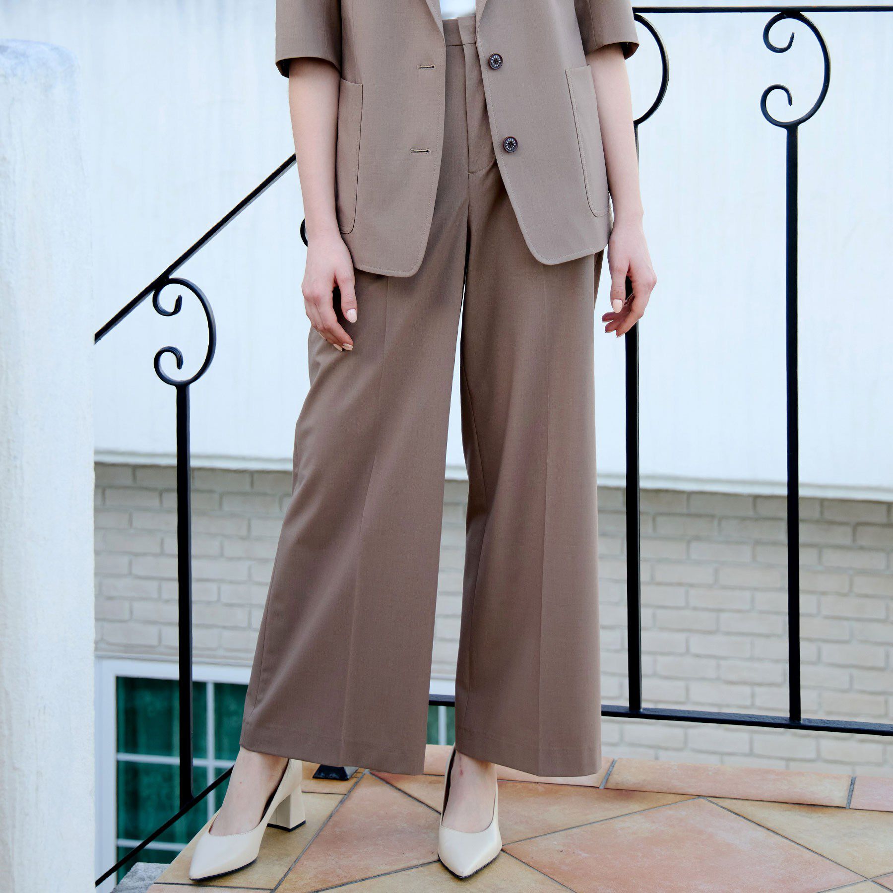 DRESSTERIOR「【セットアップ可】２WAYストレッチ ワイドパンツ」|その他|ブラウン(043)