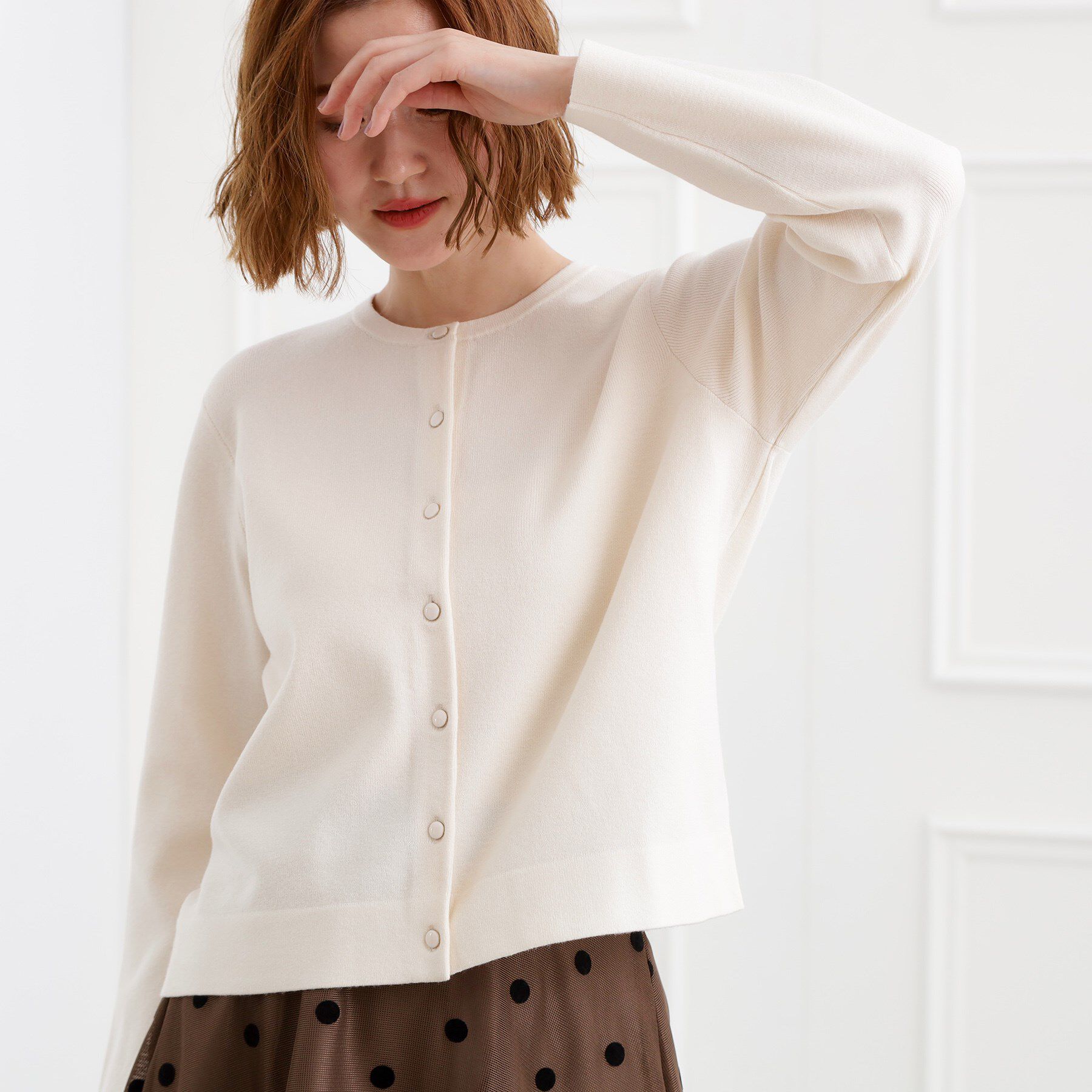 grove「【洗える】毛玉軽減クルーネックカーディガン」|カーディガン|