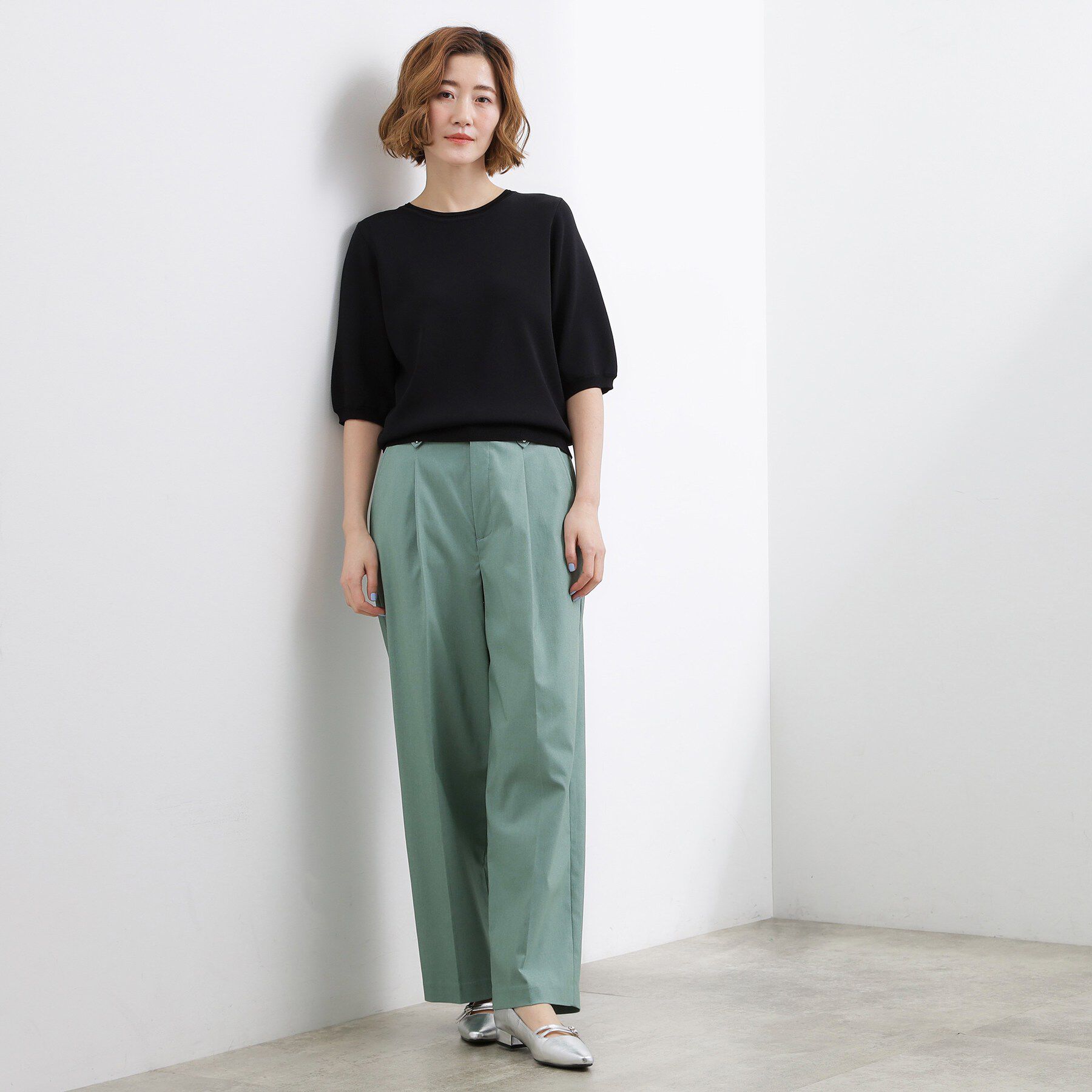 grove「【貴島明日香さん着用・シリーズ累計34万枚】やわらかドライタッチ 五分袖クルーネックニット」|ニット・セーター|