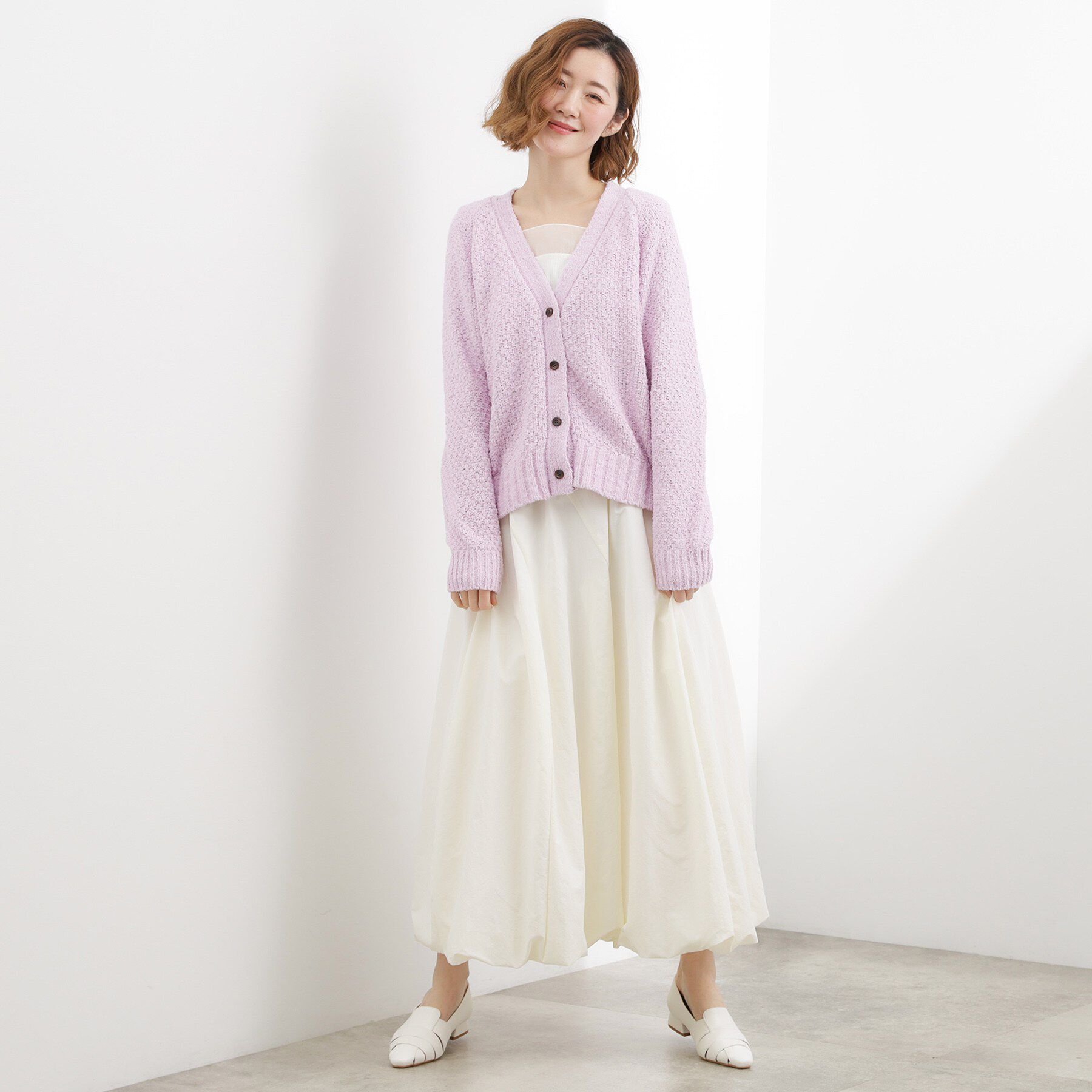 grove「コットン混バスケットVネックカーディガン」|カーディガン|