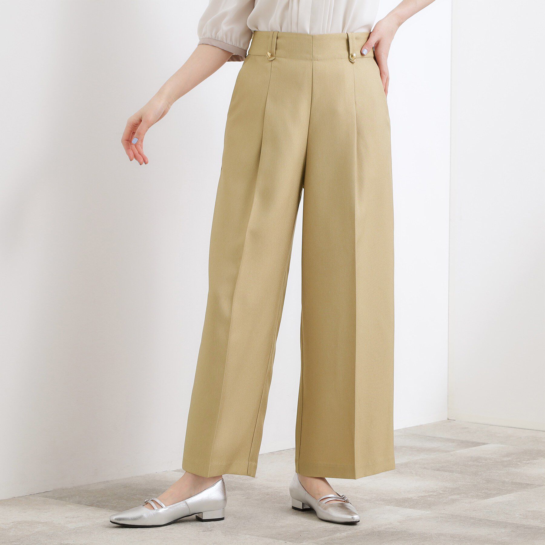 grove「デニムライク ワイドストレートパンツ」|その他|ライトベージュ(05