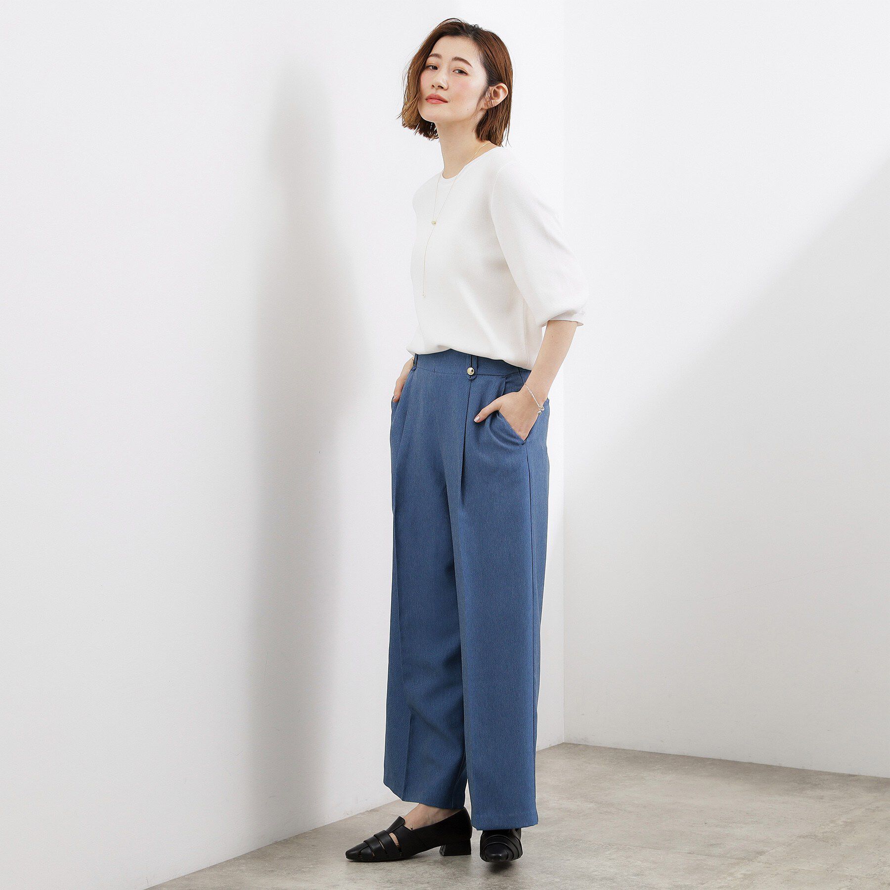 grove「デニムライク ワイドストレートパンツ」|その他|