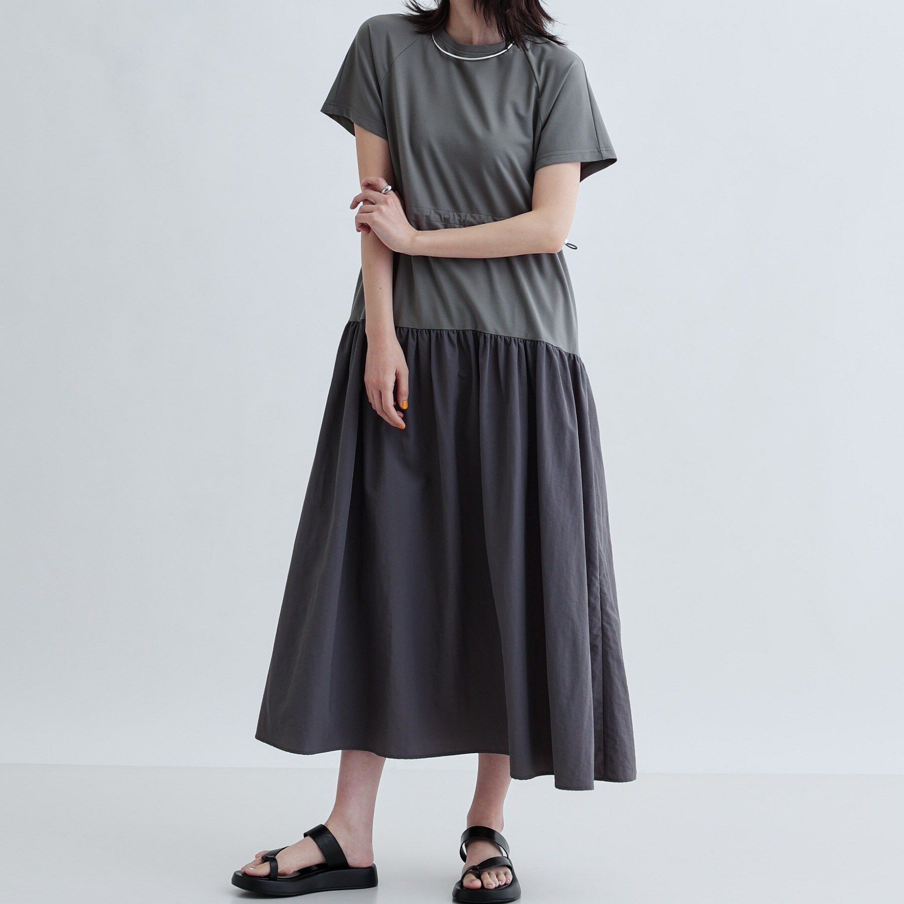 GALLEST「ロング丈ジャージワンピース」|ワンピース|チャコールグレー(0