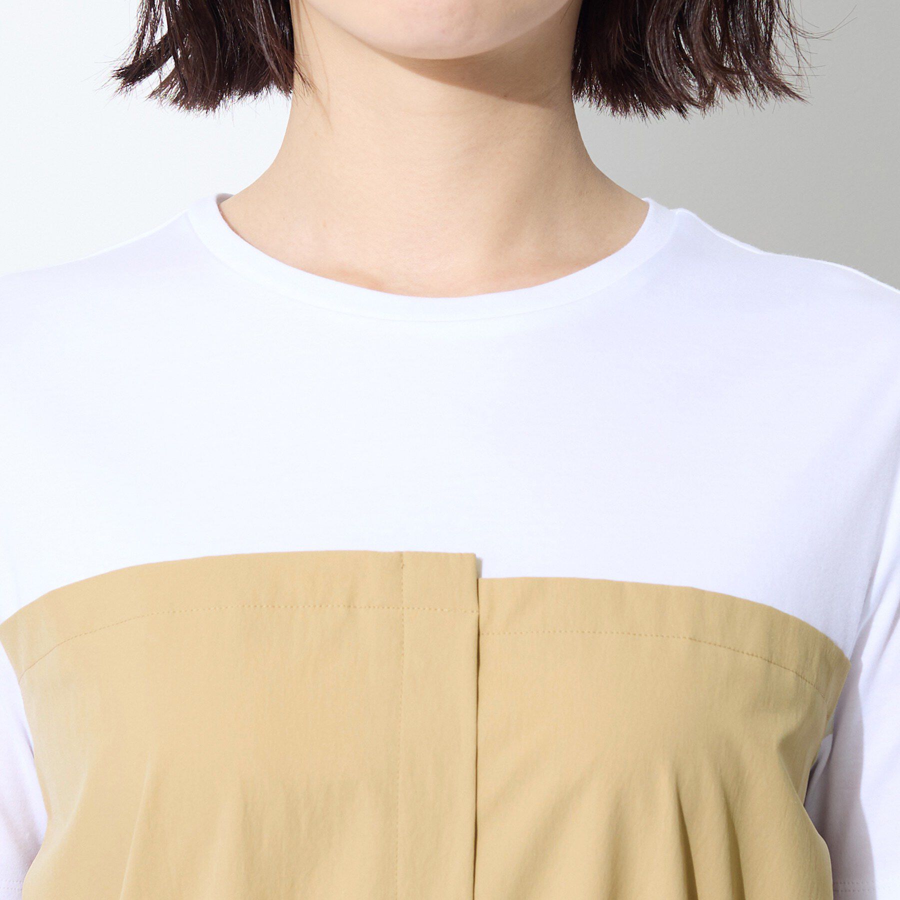 INDIVI「【洗える／1枚でキマる／ドロスト付】ビスチェ風ドッキングTワンピース」|ワンピース|