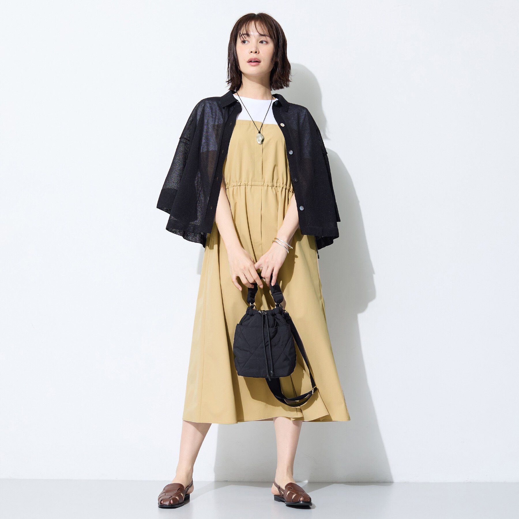 INDIVI「【洗える／1枚でキマる／ドロスト付】ビスチェ風ドッキングTワンピース」|ワンピース|