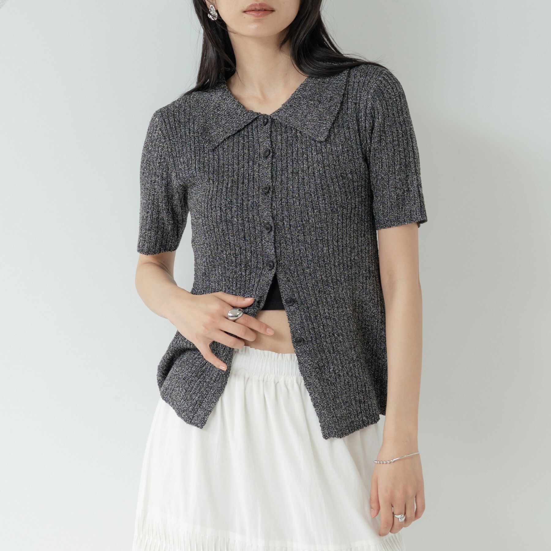 GALLEST「ハーフスリーブポロニットカーデ」|カーディガン|