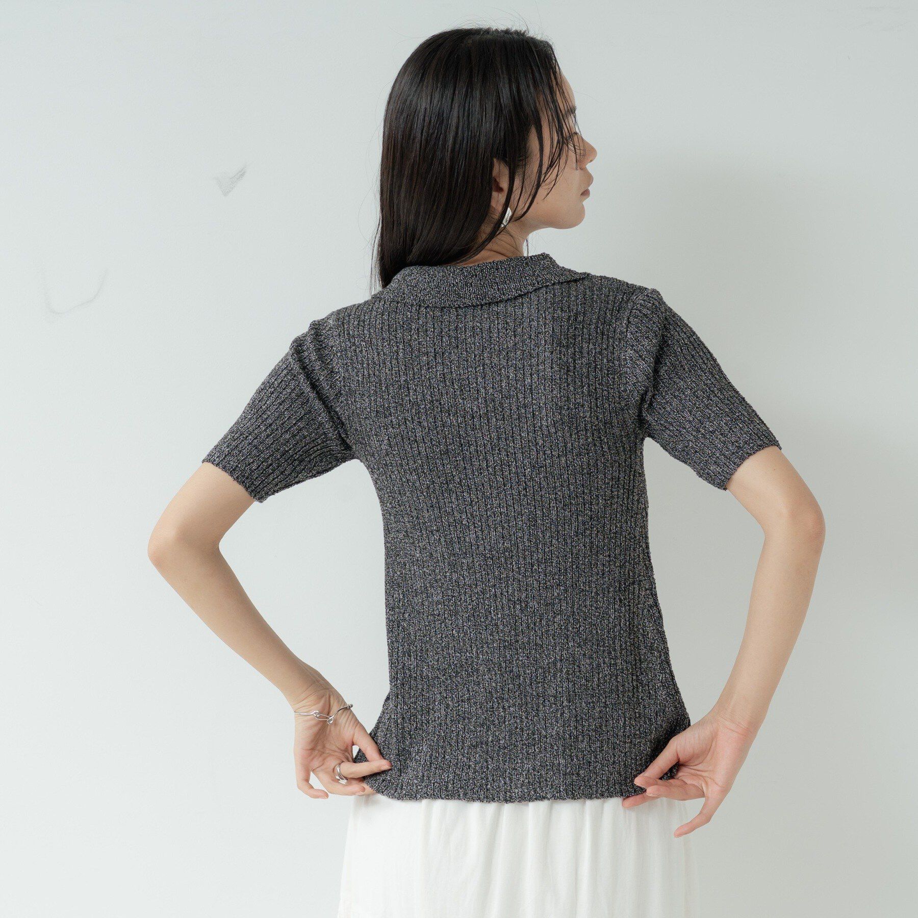 GALLEST「ハーフスリーブポロニットカーデ」|カーディガン|