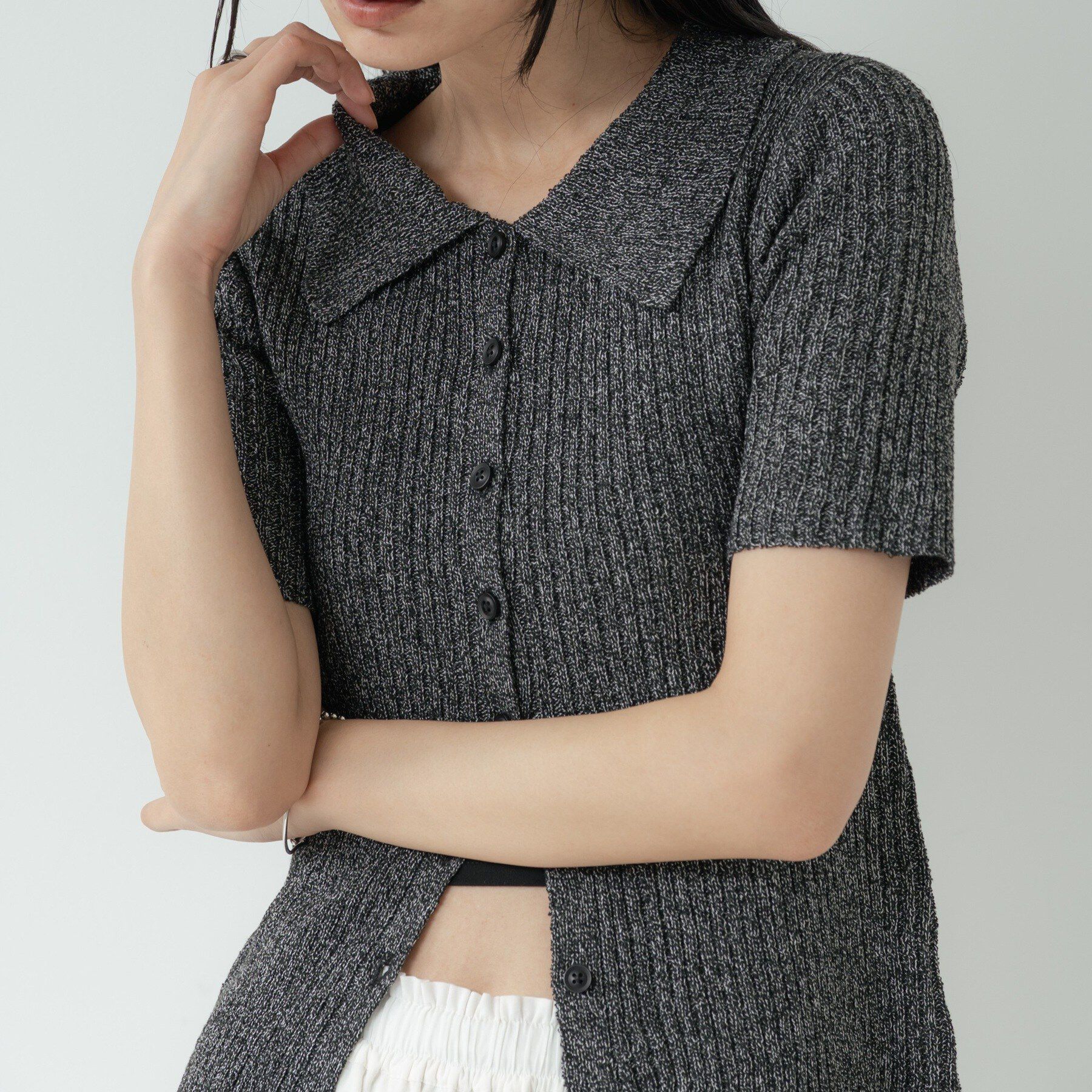 GALLEST「ハーフスリーブポロニットカーデ」|カーディガン|