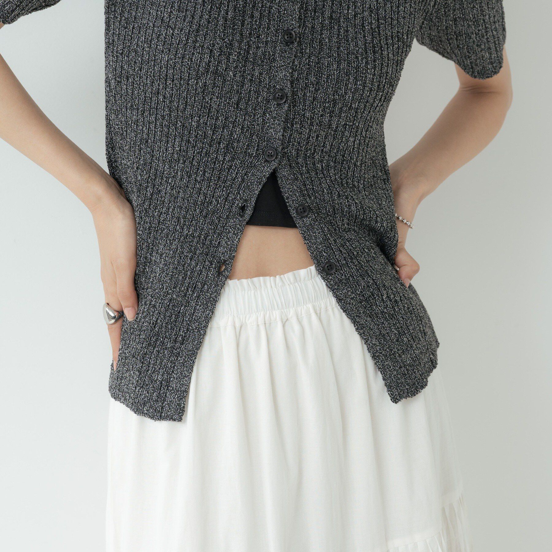 GALLEST「ハーフスリーブポロニットカーデ」|カーディガン|