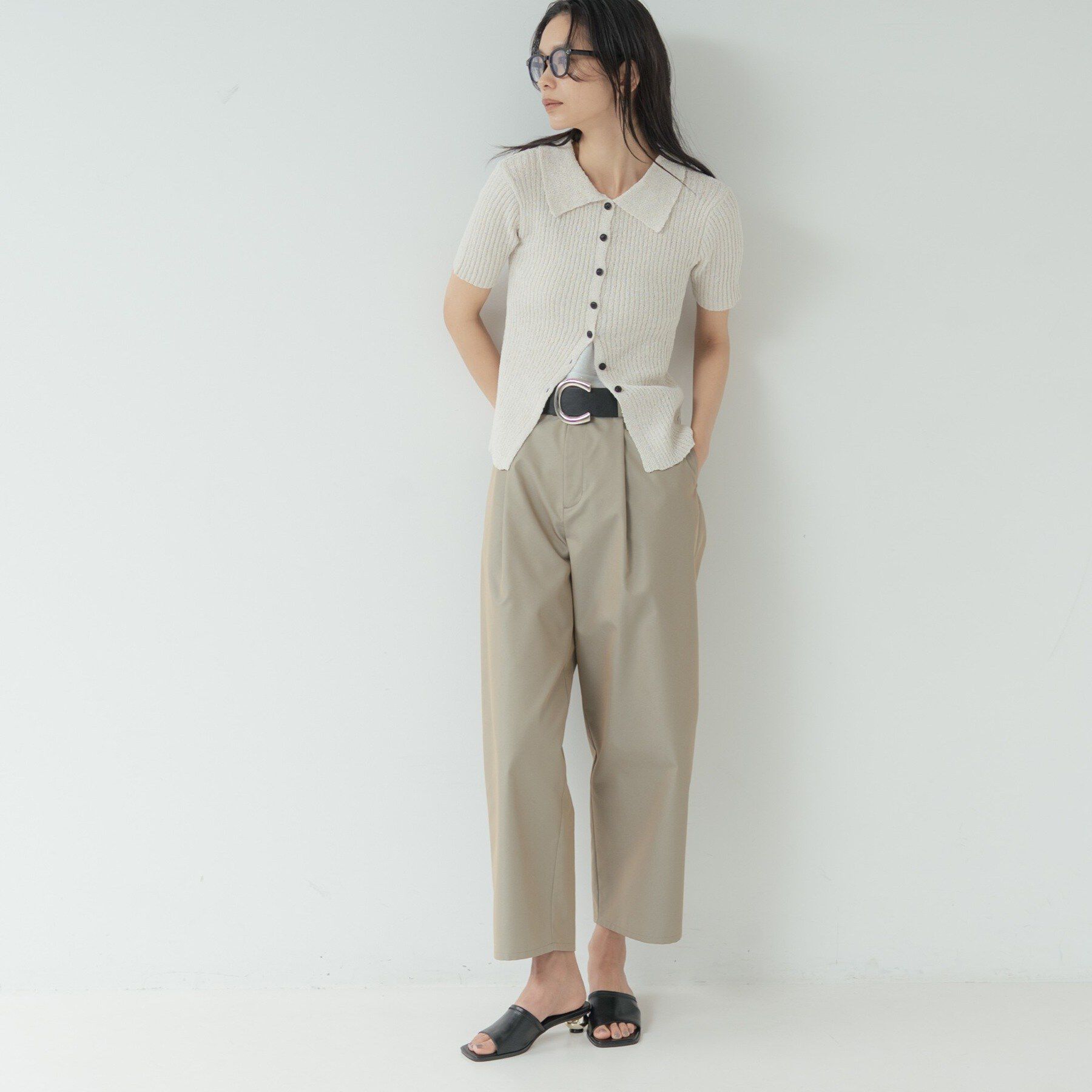 GALLEST「ハーフスリーブポロニットカーデ」|カーディガン|