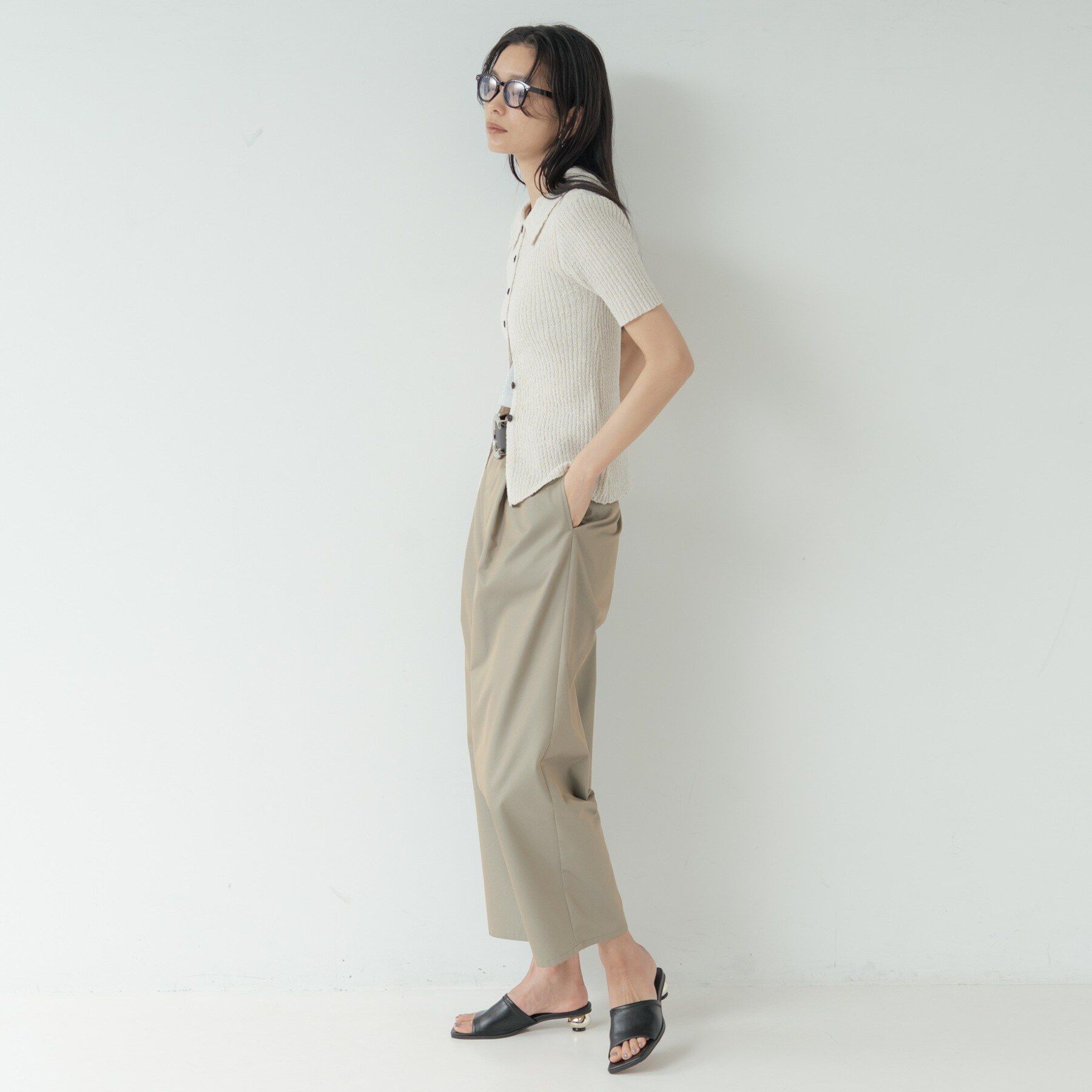 GALLEST「ハーフスリーブポロニットカーデ」|カーディガン|