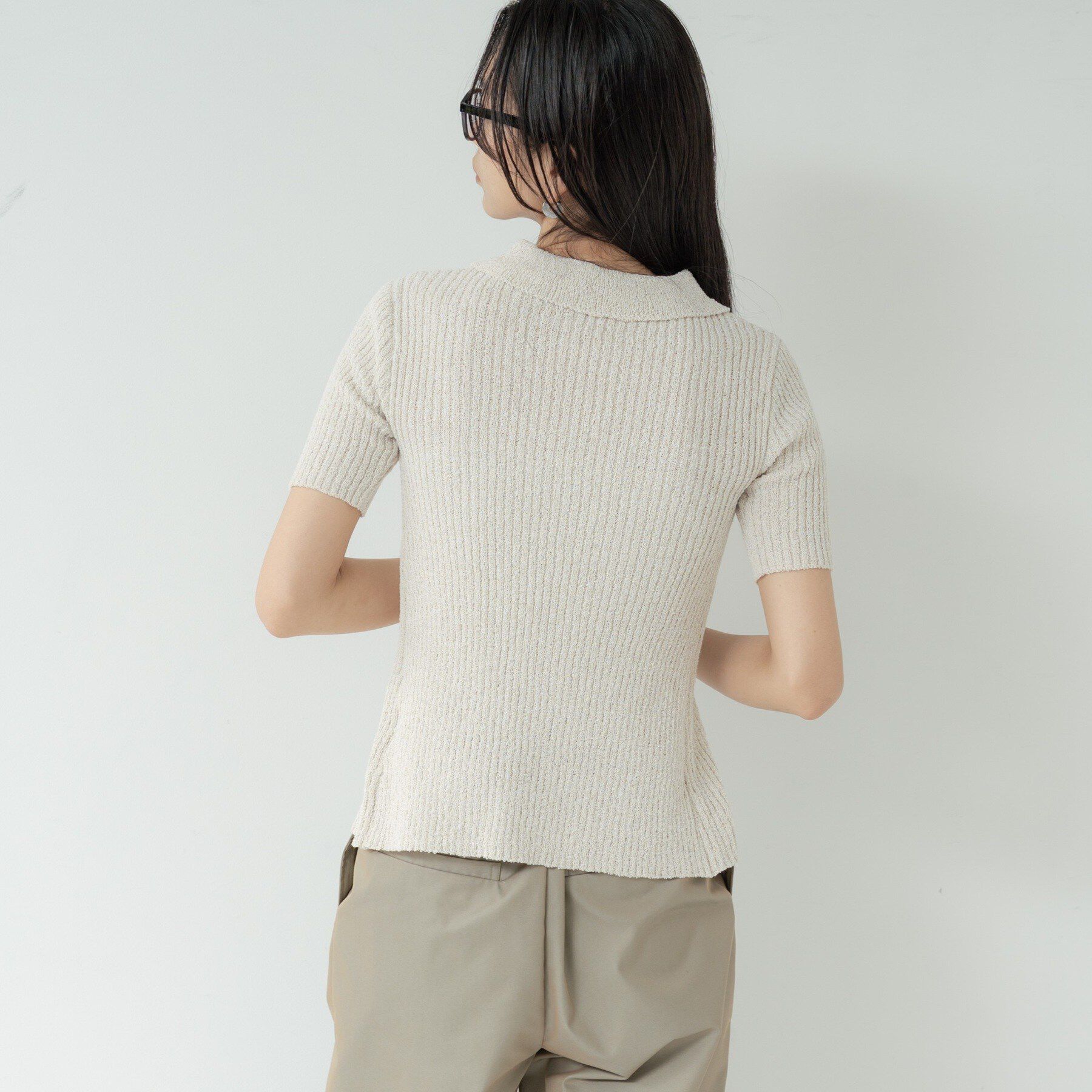 GALLEST「ハーフスリーブポロニットカーデ」|カーディガン|