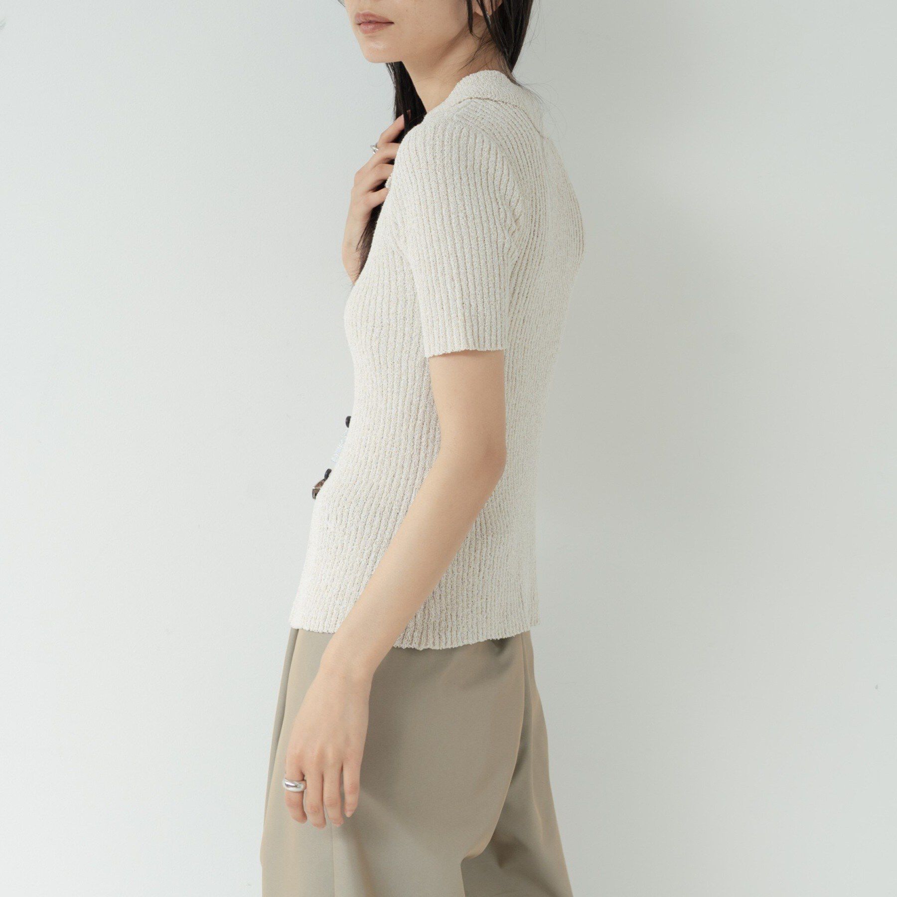 GALLEST「ハーフスリーブポロニットカーデ」|カーディガン|