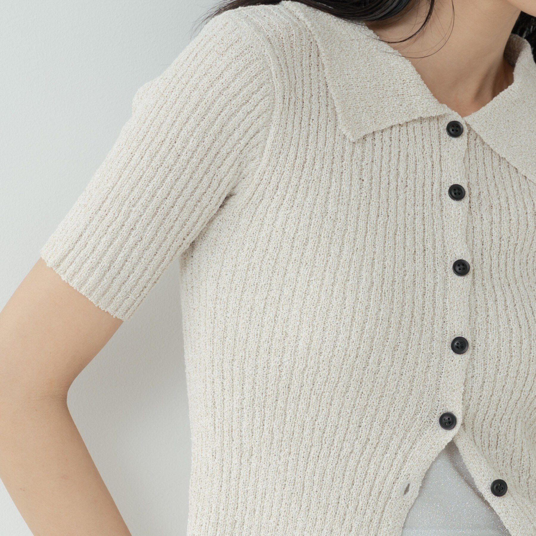 GALLEST「ハーフスリーブポロニットカーデ」|カーディガン|
