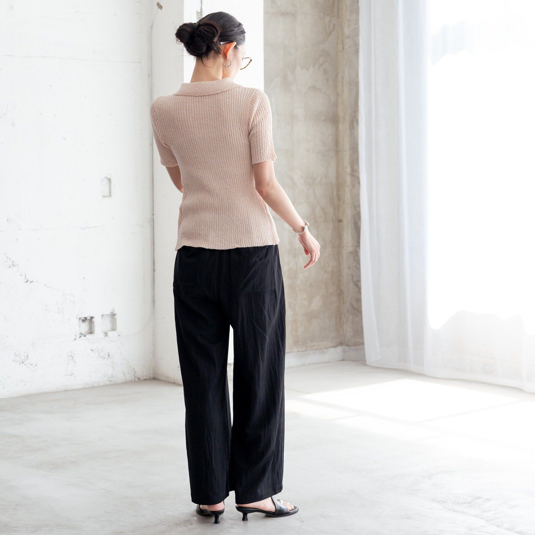 GALLEST「ハーフスリーブポロニットカーデ」|カーディガン|