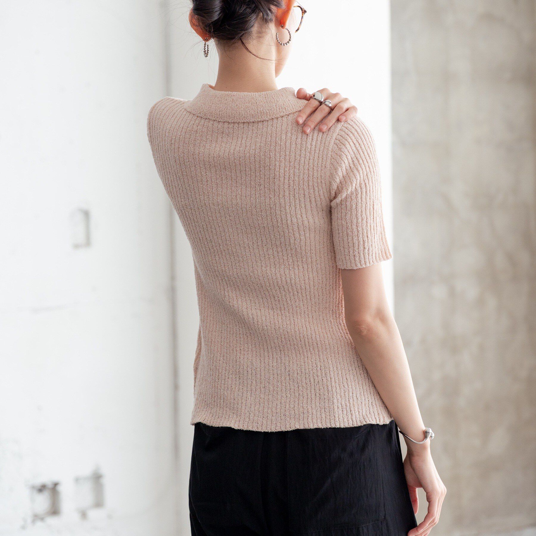 GALLEST「ハーフスリーブポロニットカーデ」|カーディガン|