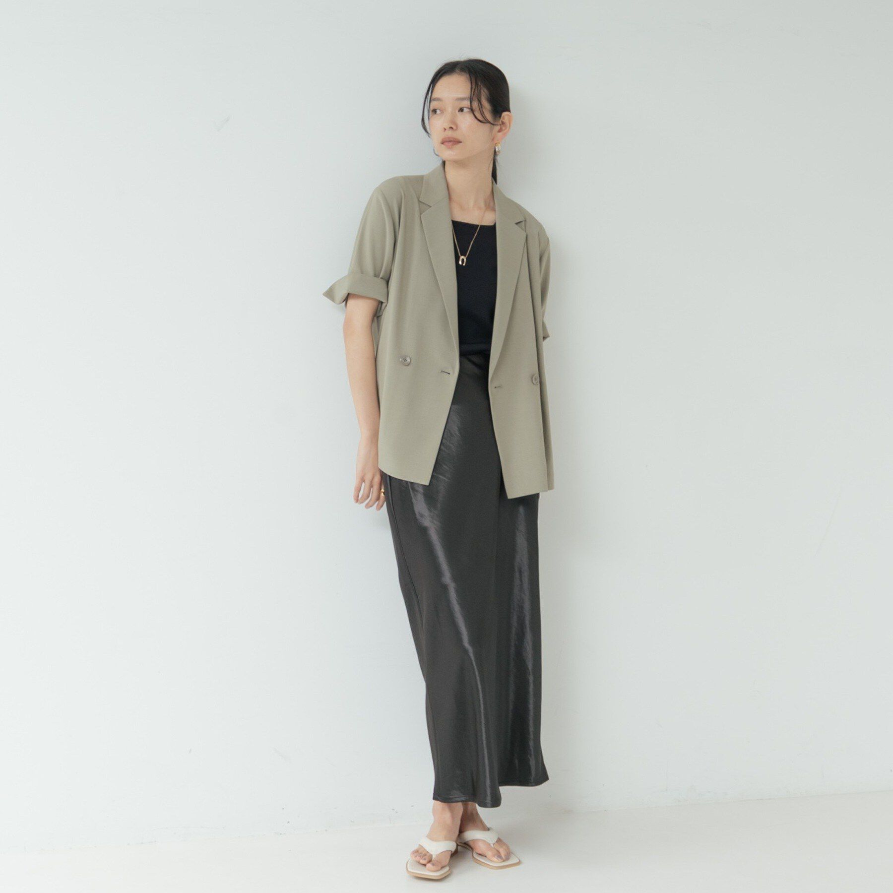 GALLEST「Comfy SET UP｜ハーフスリーブジャケット【セットアップ対応／通勤／接触冷感／UVカット】」|テーラードジャケット|