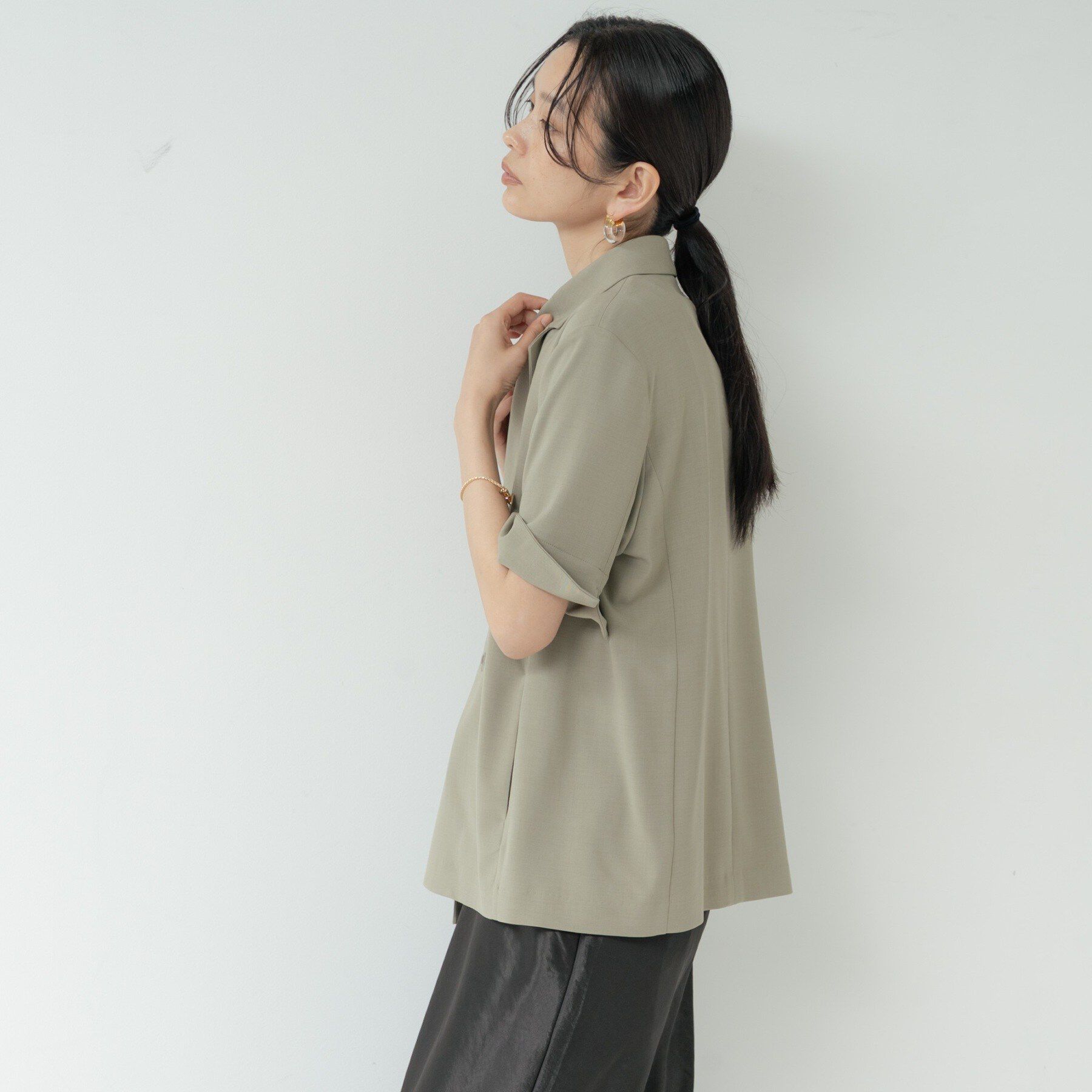 GALLEST「Comfy SET UP｜ハーフスリーブジャケット【セットアップ対応／通勤／接触冷感／UVカット】」|テーラードジャケット|