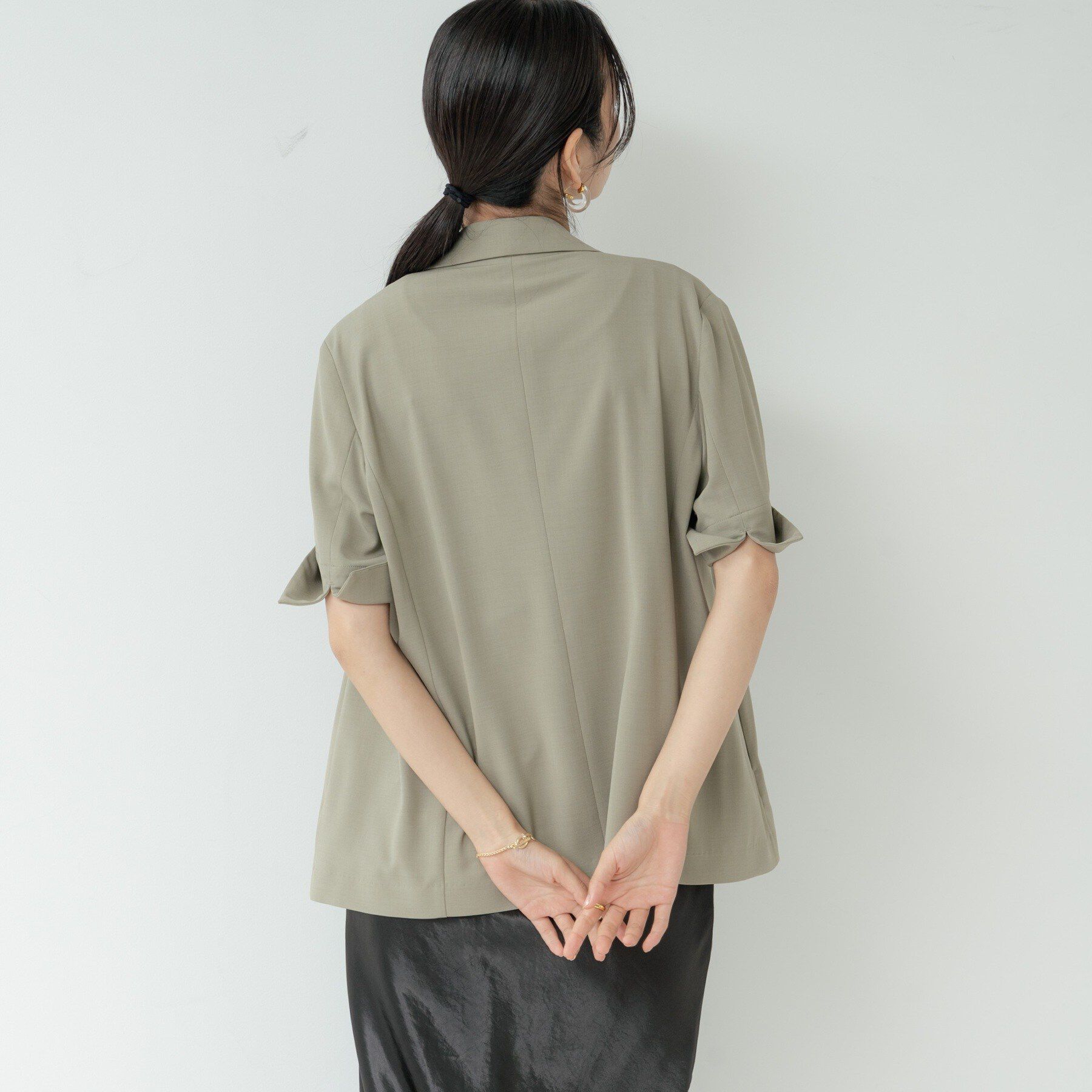 GALLEST「Comfy SET UP｜ハーフスリーブジャケット【セットアップ対応／通勤／接触冷感／UVカット】」|テーラードジャケット|