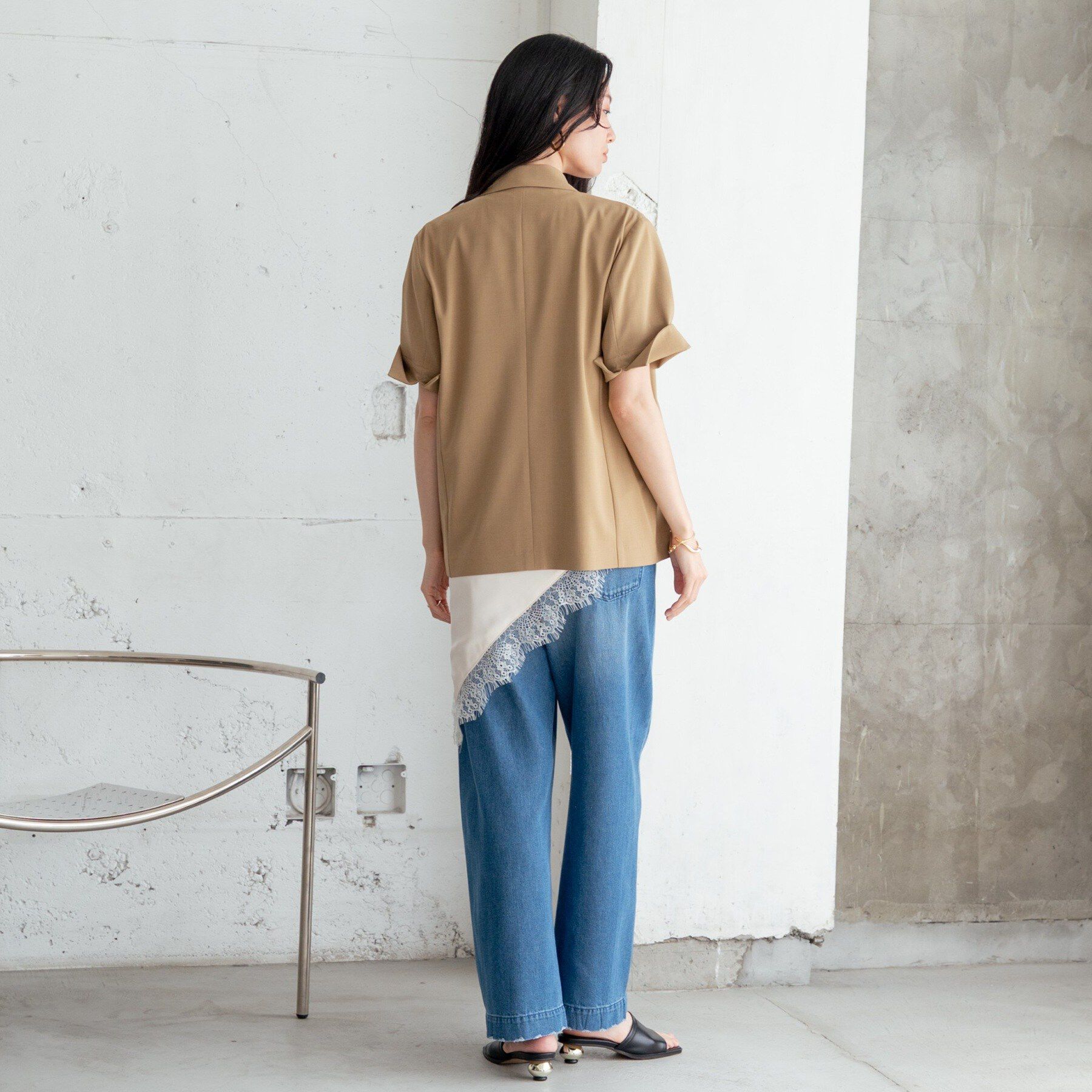 GALLEST「Comfy SET UP｜ハーフスリーブジャケット【セットアップ対応／通勤／接触冷感／UVカット】」|テーラードジャケット|