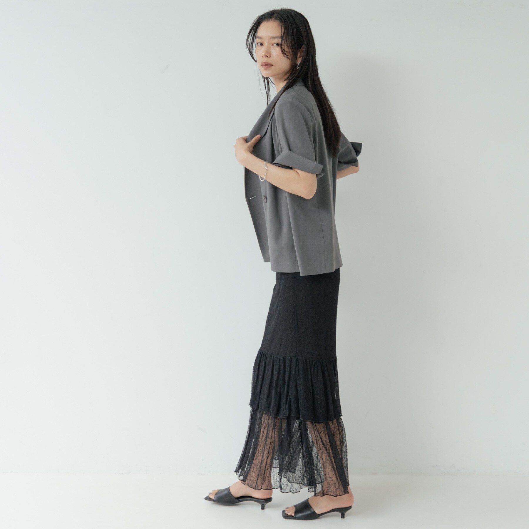 GALLEST「Comfy SET UP｜ハーフスリーブジャケット【セットアップ対応／通勤／接触冷感／UVカット】」|テーラードジャケット|