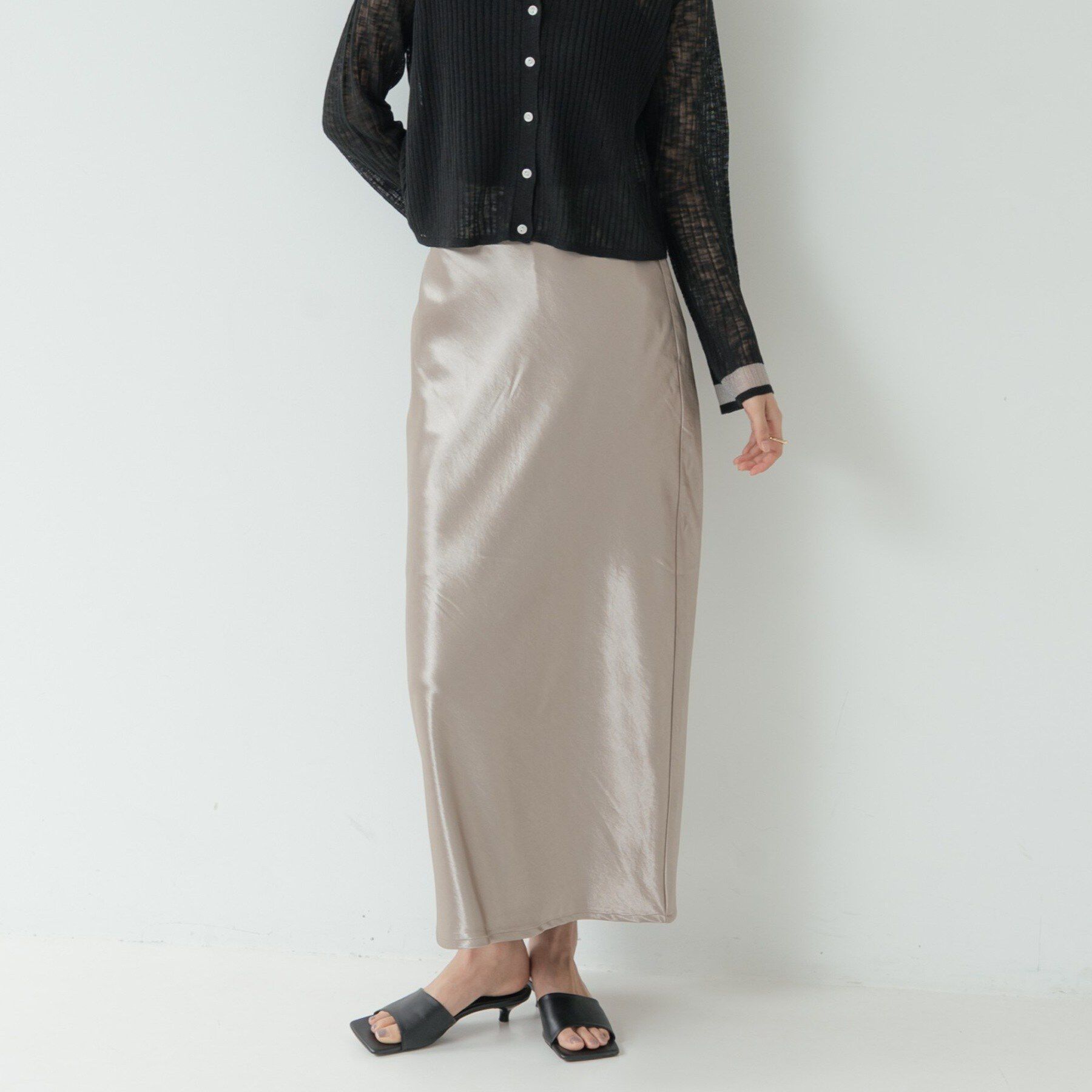 GALLEST「【一部店舗限定】サテンナロースカート」|スカート|チャコールグレー(0