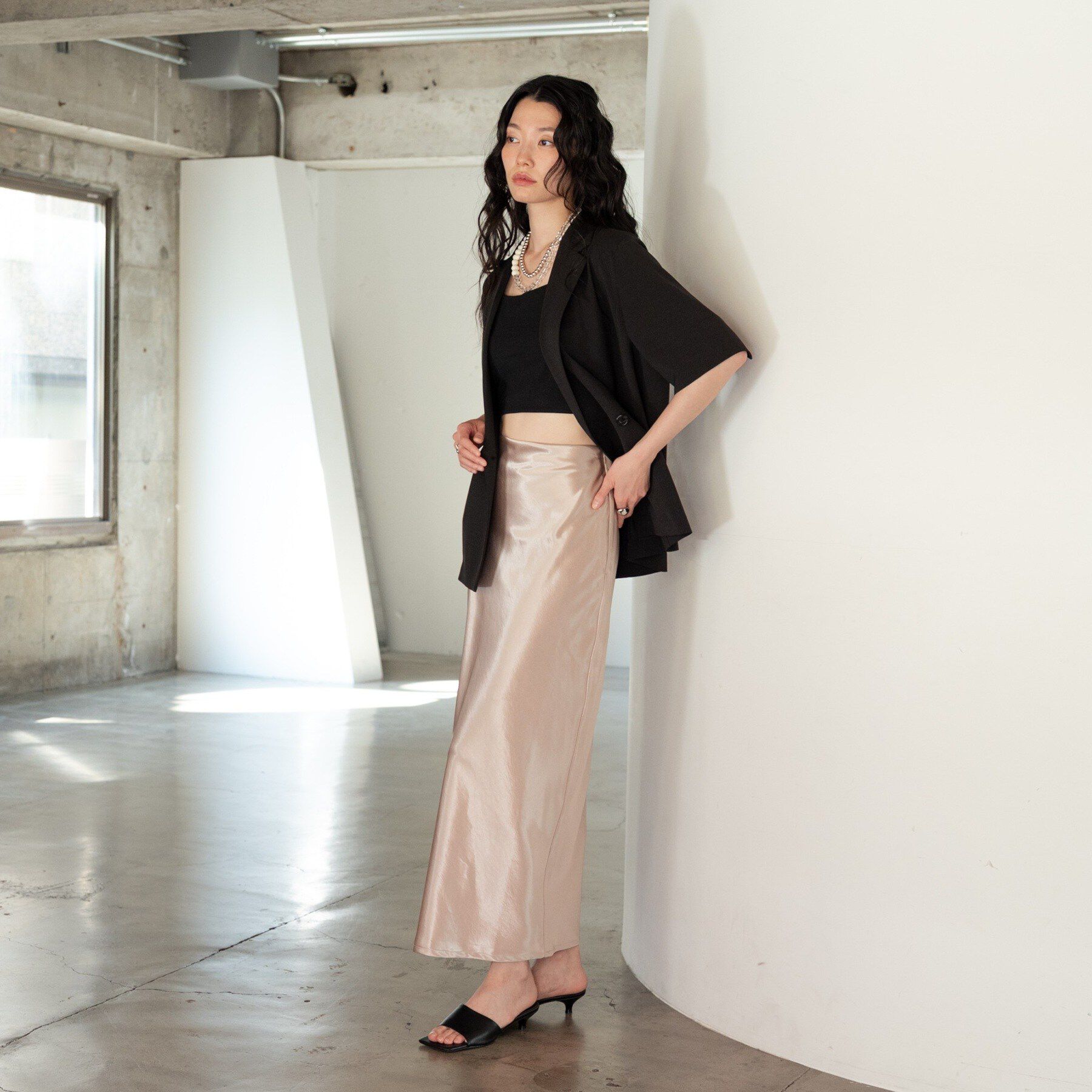 GALLEST「【一部店舗限定】サテンナロースカート」|スカート|