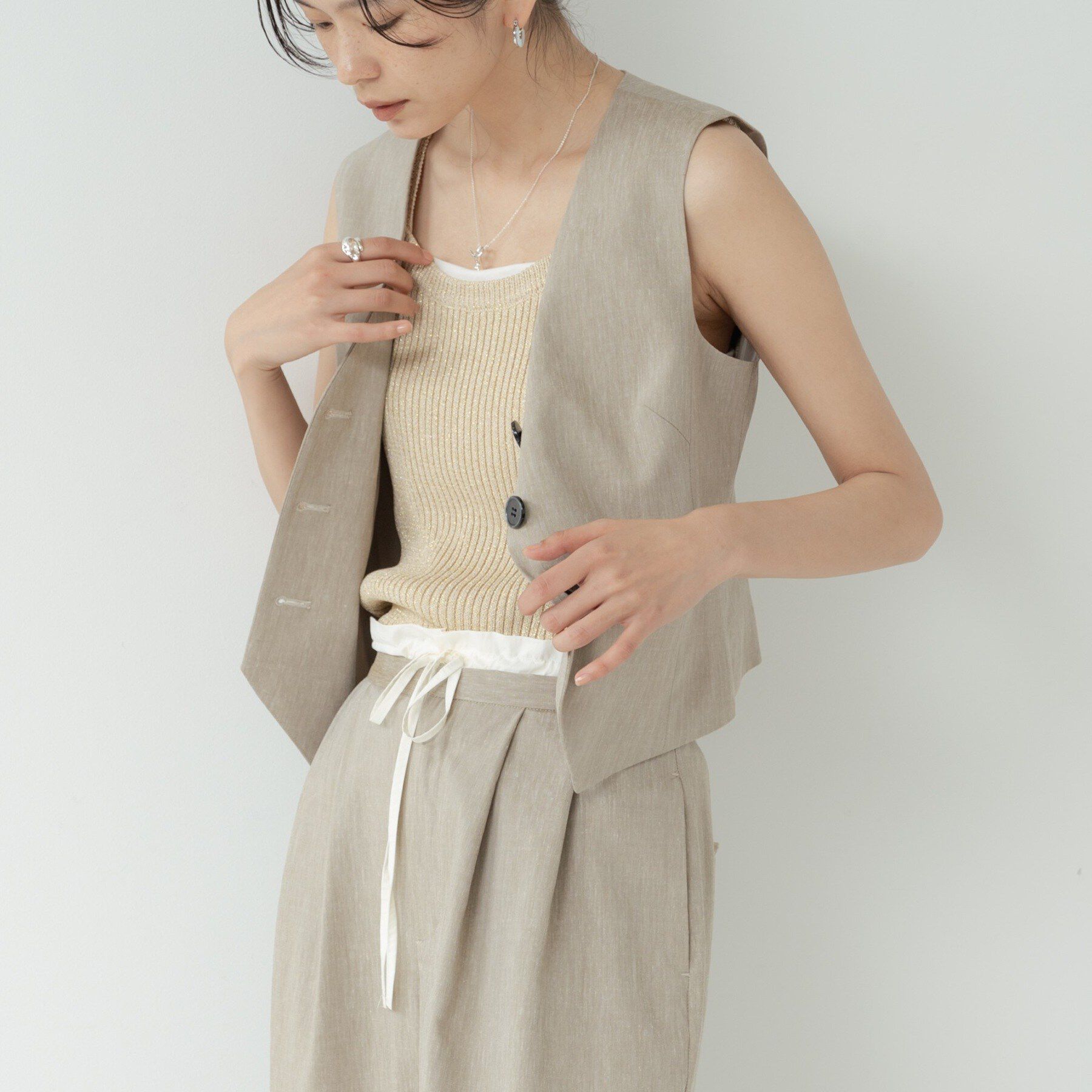 GALLEST「サイドタックリネンジレ」|ベスト・ジレ|