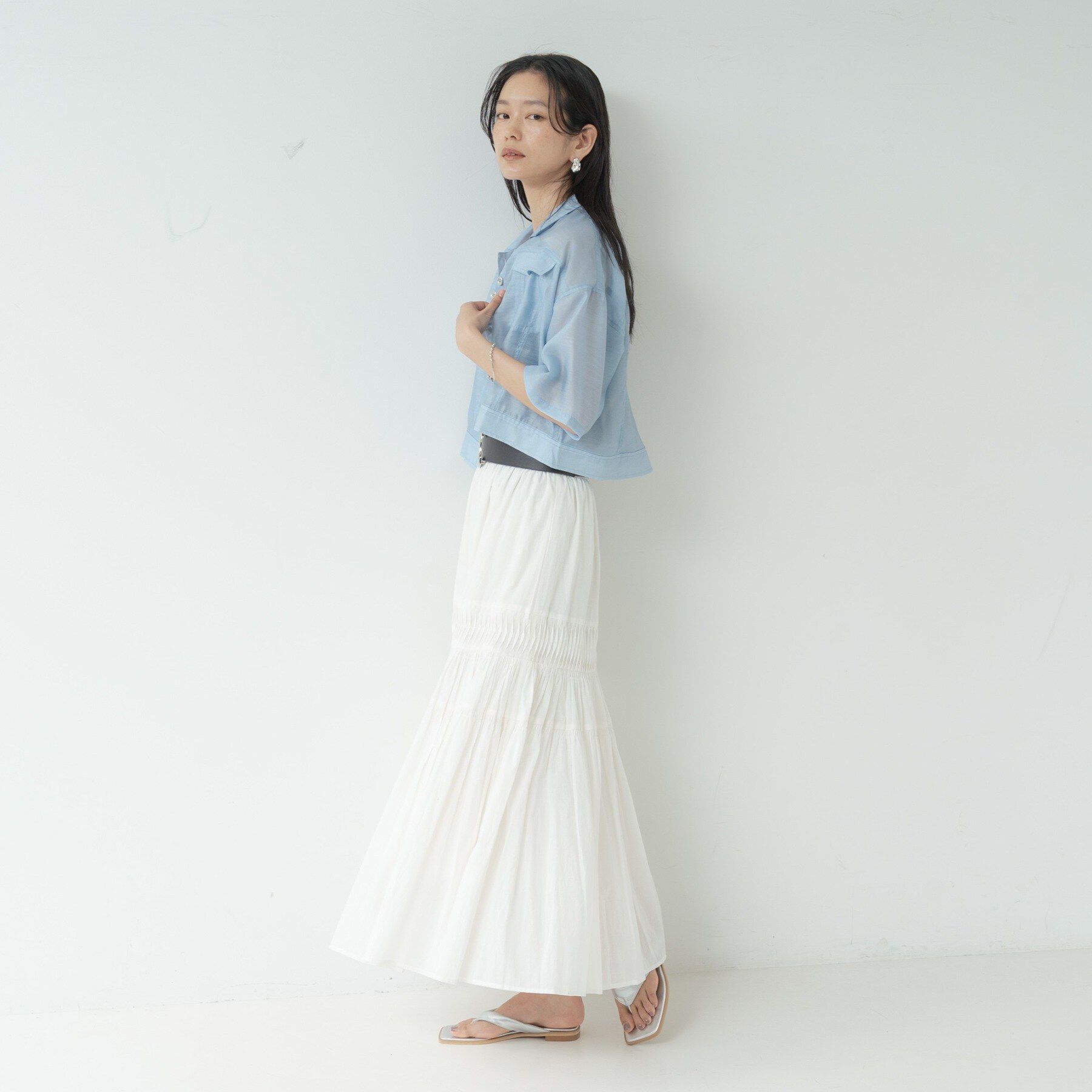 GALLEST「デニムプリントシアーシャツ【接触冷感】」|シャツ・ブラウス|