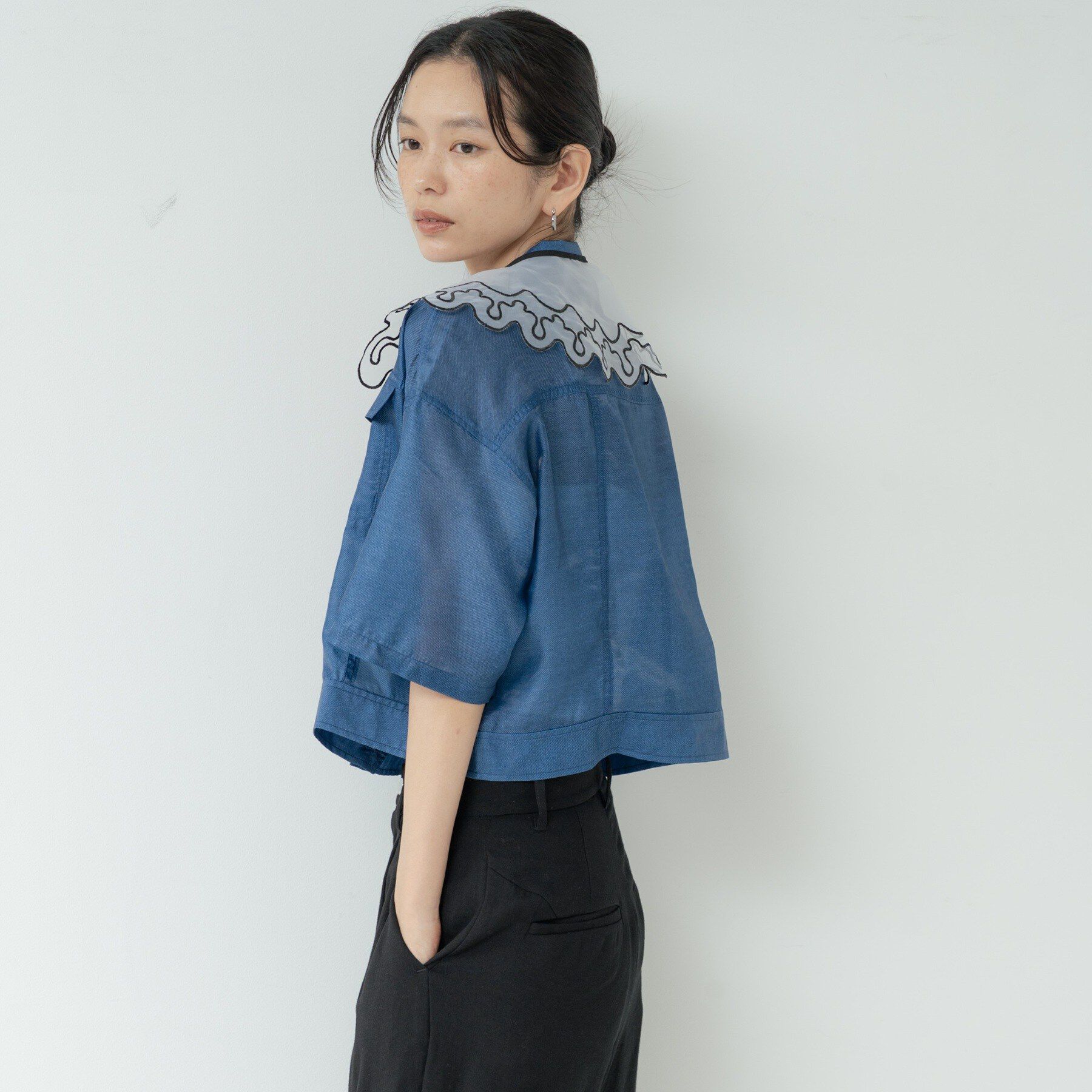 GALLEST「デニムプリントシアーシャツ【接触冷感】」|シャツ・ブラウス|