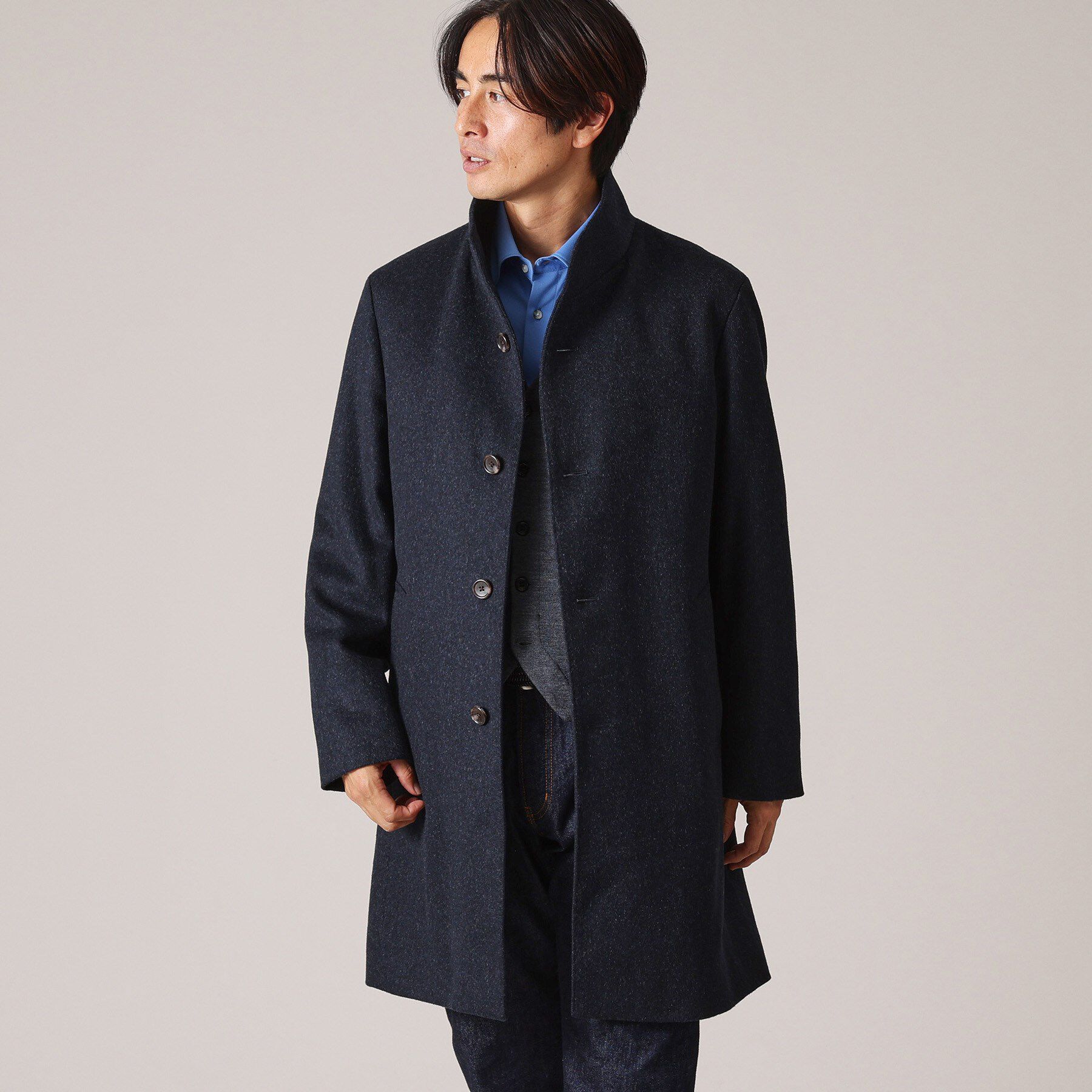 TAKEO KIKUCHI「【ウールカシミヤブレンド】ビーバー調 スタンドカラー コート」|その他|