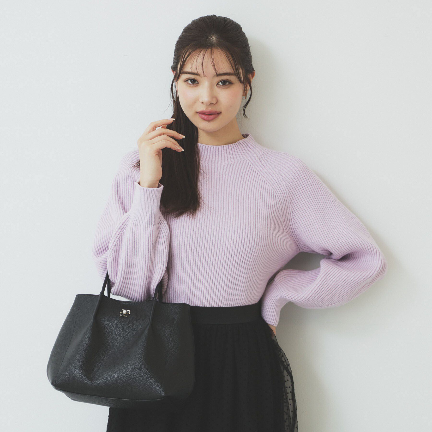 index「ラグランスリーブリブニット【洗濯機洗い可】」|ニット・セーター|ラベンダー(080)