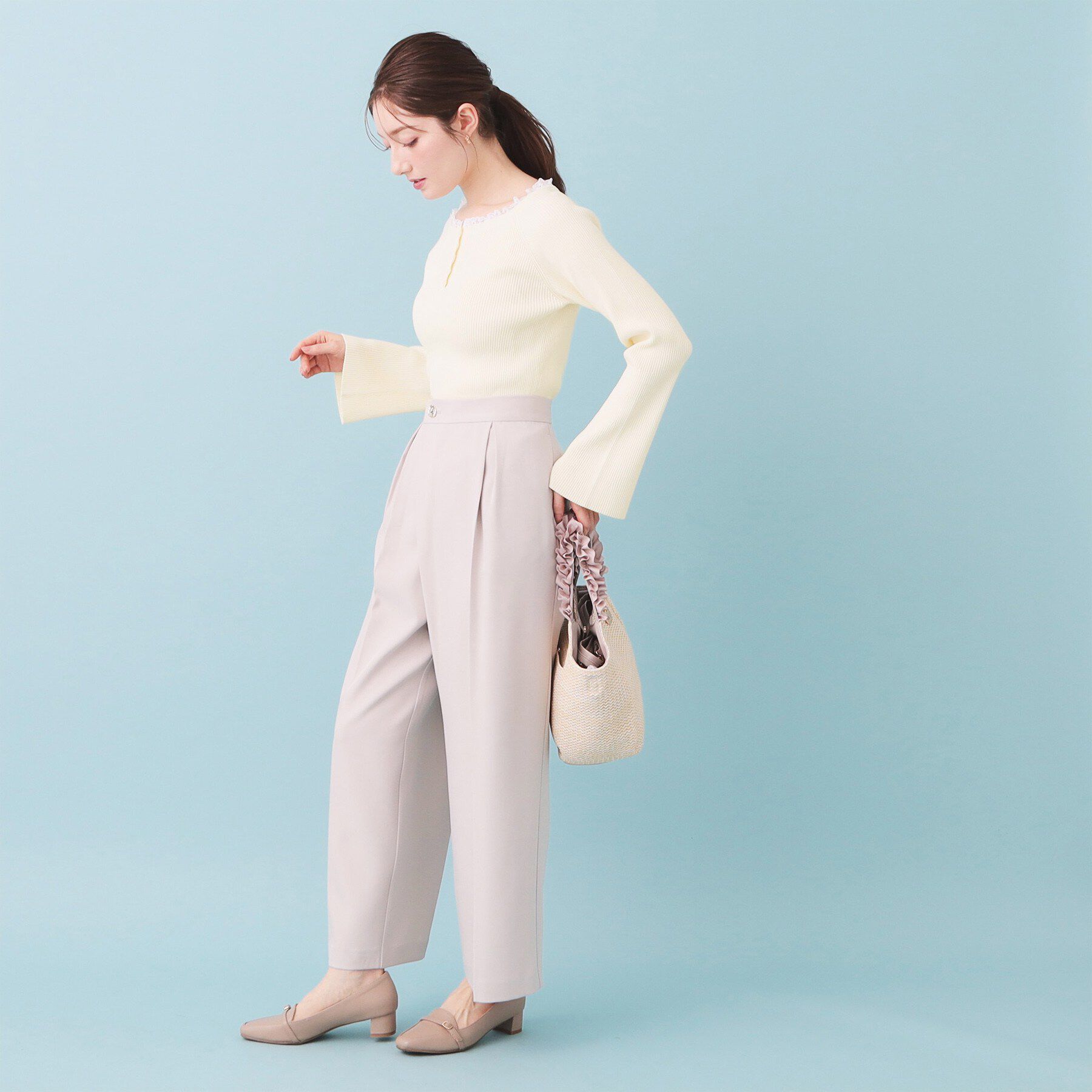 index「ヘンリーネックフレアスリーブニット【洗濯機OK】」|ニット・セーター|