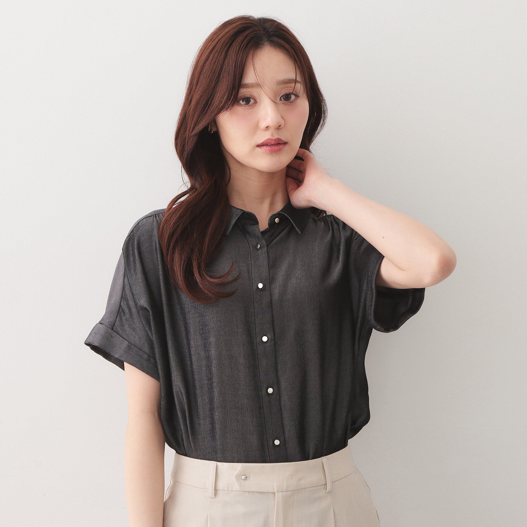 index「シャンブレーターンバックシャツ【洗濯機OK／UVケア／接触冷感／吸水速乾】」|シャツ・ブラウス|