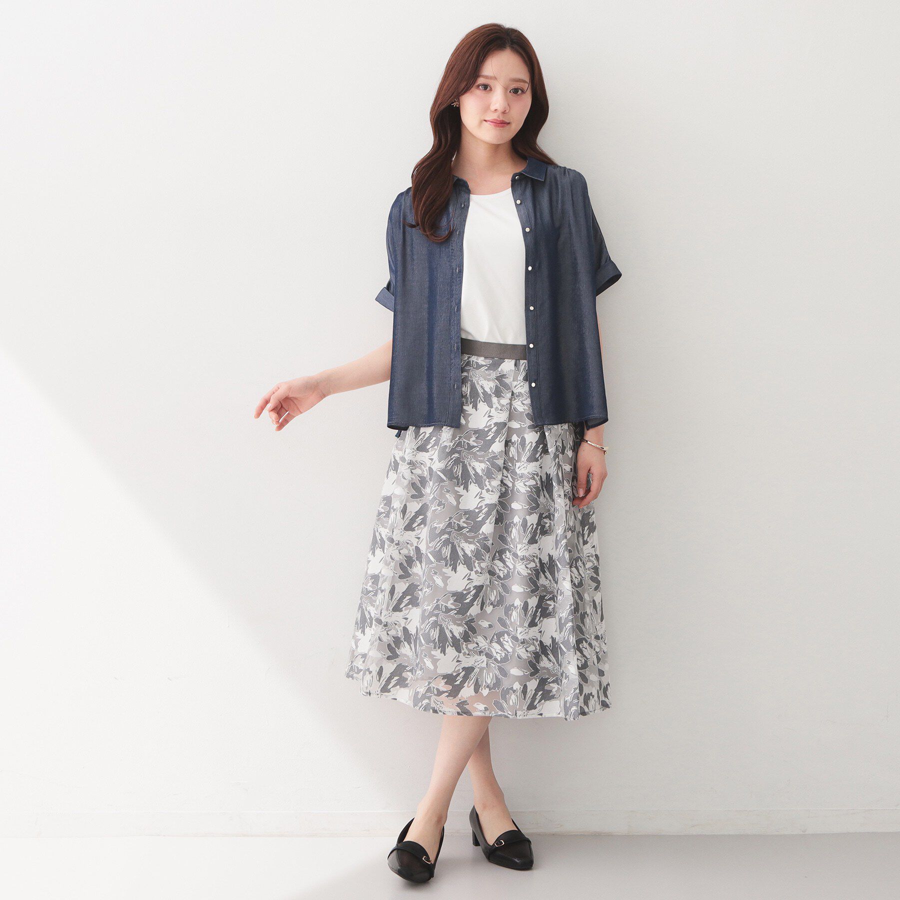 index「シャンブレーターンバックシャツ【洗濯機OK／UVケア／接触冷感／吸水速乾】」|シャツ・ブラウス|