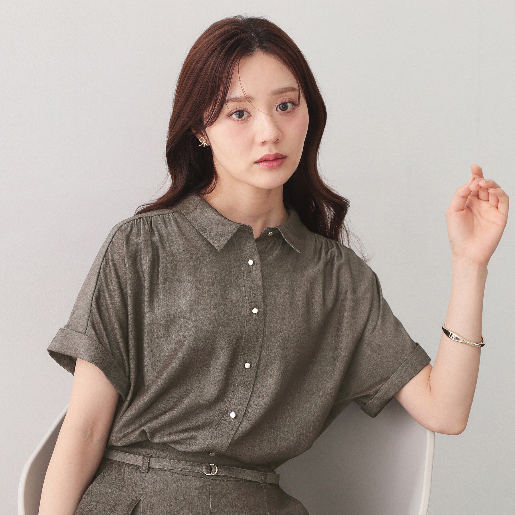 index「シャンブレーターンバックシャツ【洗濯機OK／UVケア／接触冷感／吸水速乾】」|シャツ・ブラウス|ブラウン(844)