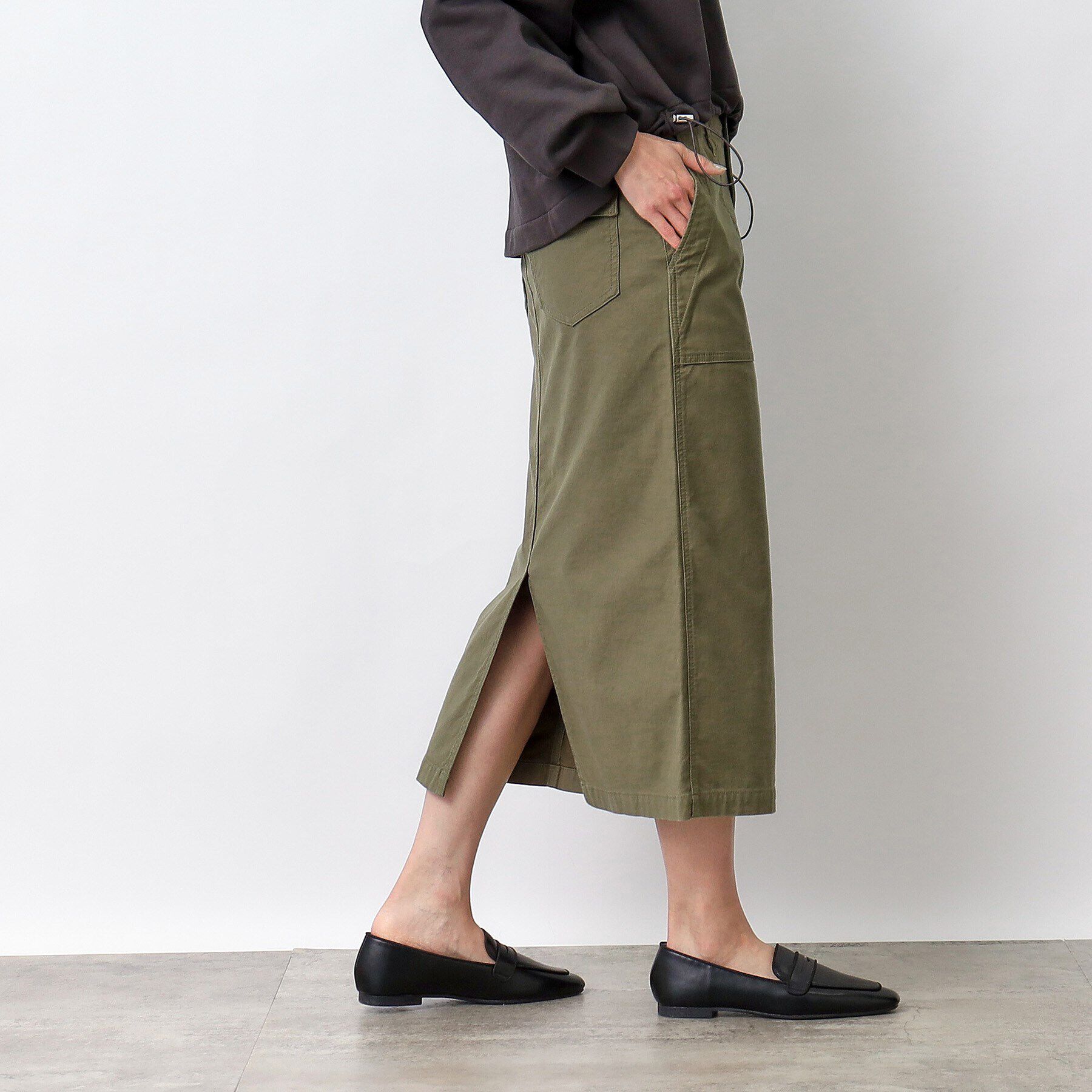 OPAQUE.CLIP「ストレッチベイカースカート/オーガニックコットン混【洗濯機洗い可／ストレッチ】」|スカート|