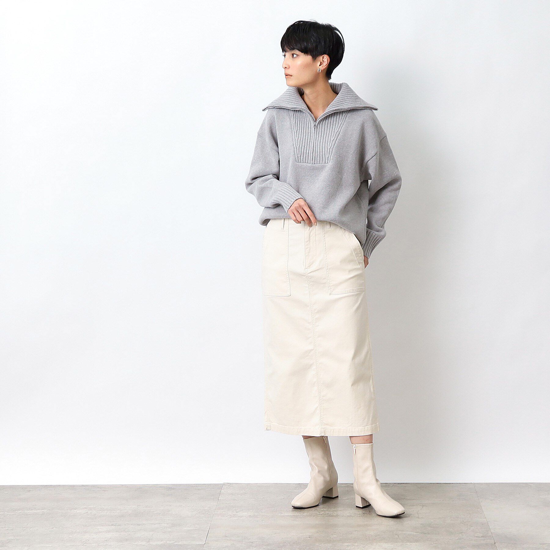 OPAQUE.CLIP「ストレッチベイカースカート/オーガニックコットン混【洗濯機洗い可／ストレッチ】」|スカート|