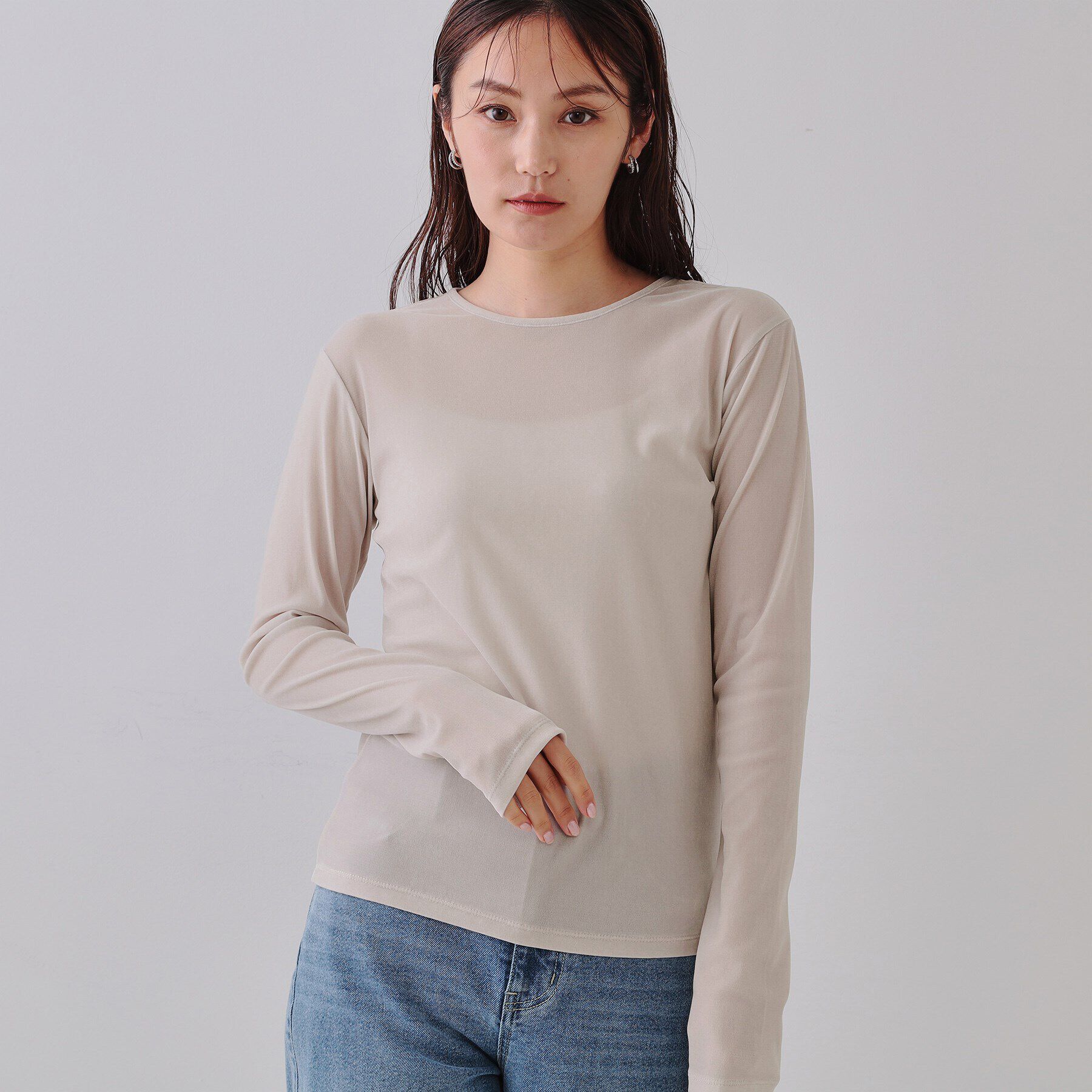 OPAQUE.CLIP「シアーベロアトップス【洗濯機洗い可】」|Tシャツ・カットソー|