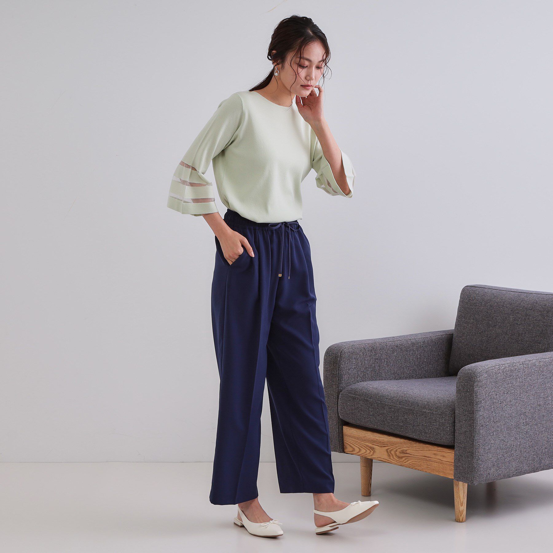 OPAQUE.CLIP「《6色展開/丈が選べる》美脚イージーワイドパンツ/セットアップ対応【ストレッチ/洗濯機洗い可/防シワ」|その他|