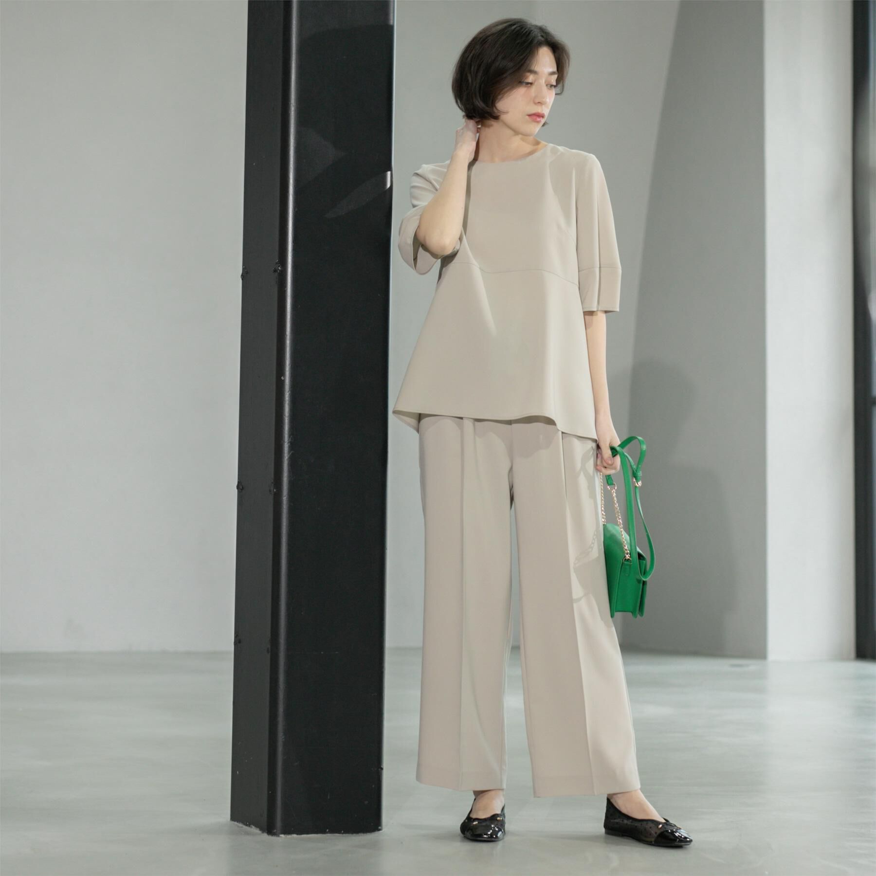 OPAQUE.CLIP「《6色展開/丈が選べる》美脚イージーワイドパンツ/セットアップ対応【ストレッチ/洗濯機洗い可/防シワ」|その他|