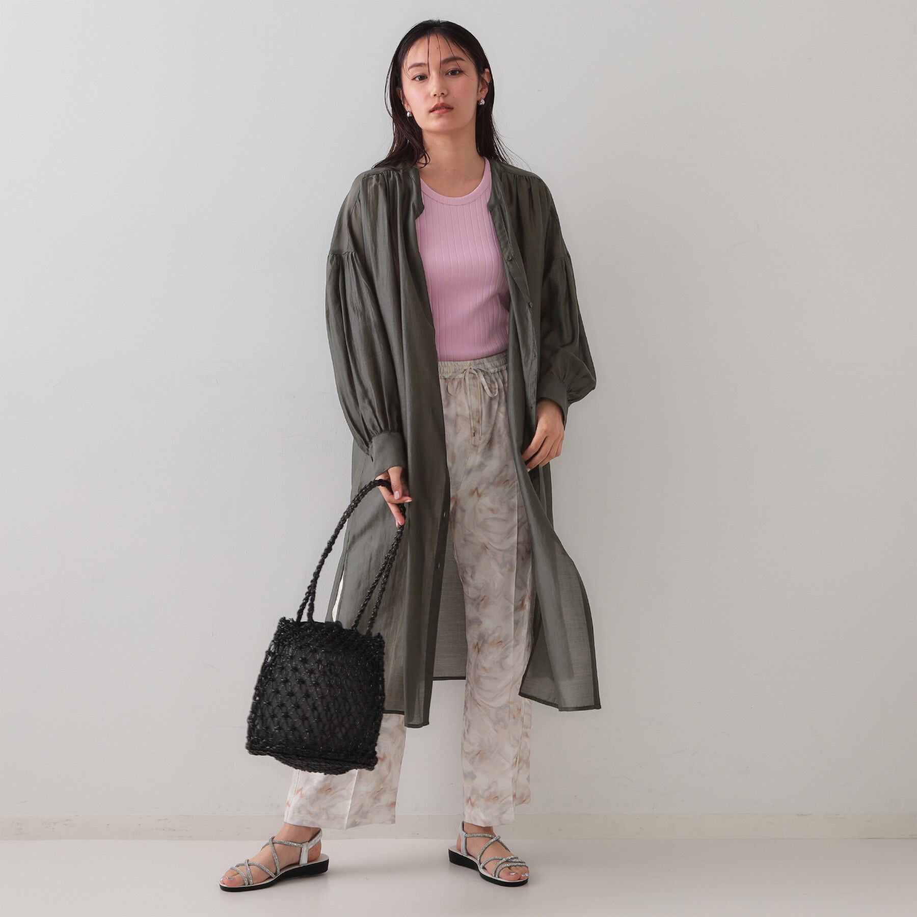 OPAQUE.CLIP「シアーシャツワンピース【洗濯機洗い可】」|ワンピース|