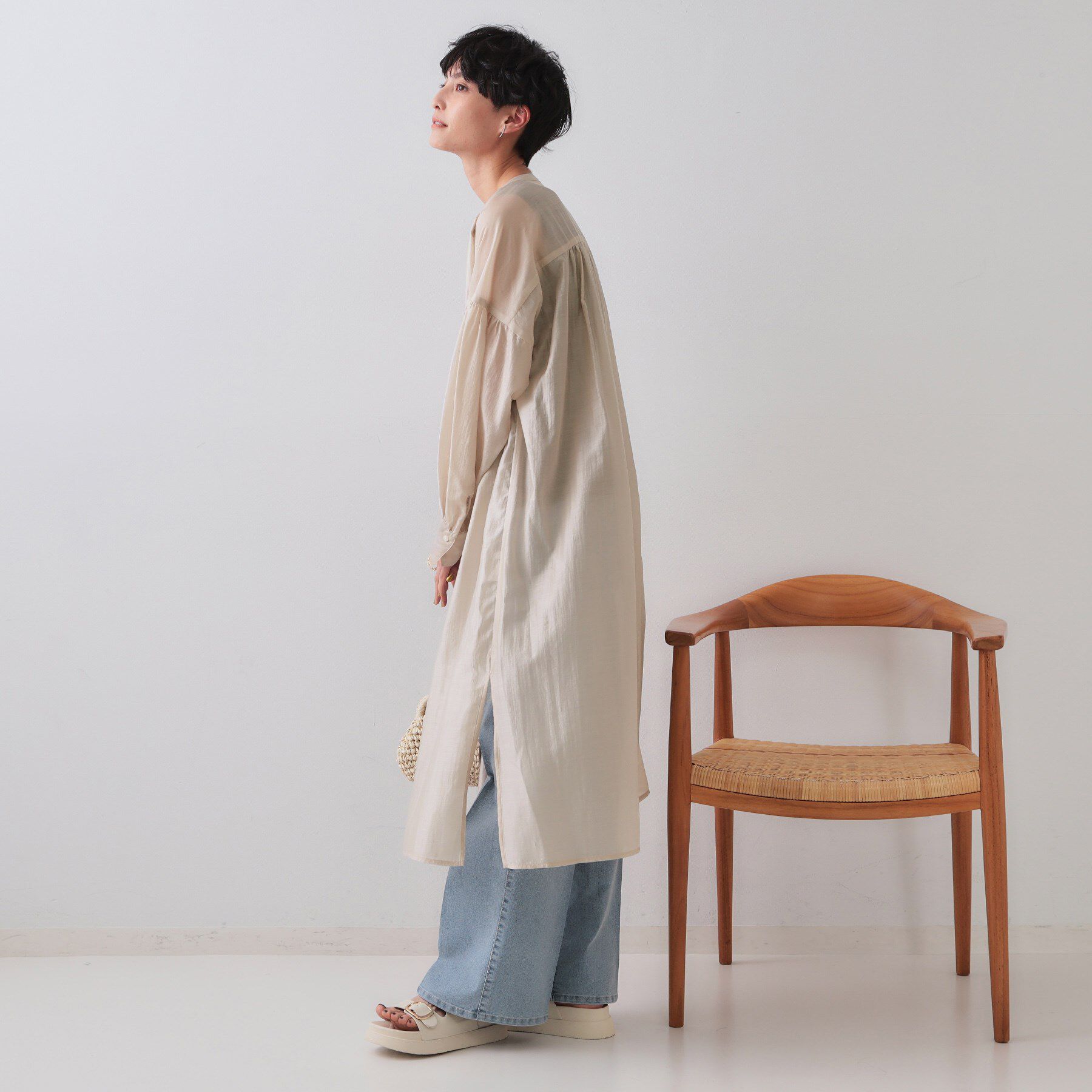 OPAQUE.CLIP「シアーシャツワンピース【洗濯機洗い可】」|ワンピース|