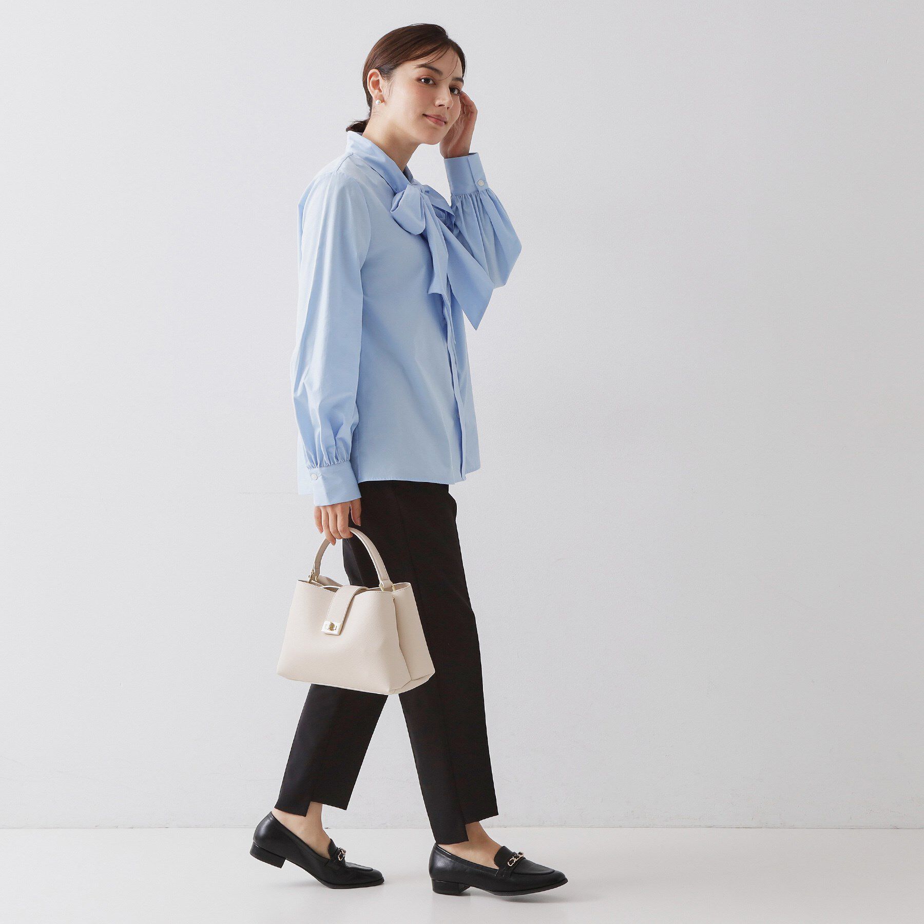 OPAQUE.CLIP「《通勤対応》ボウタイシャツブラウス【洗濯機OK】」|シャツ・ブラウス|