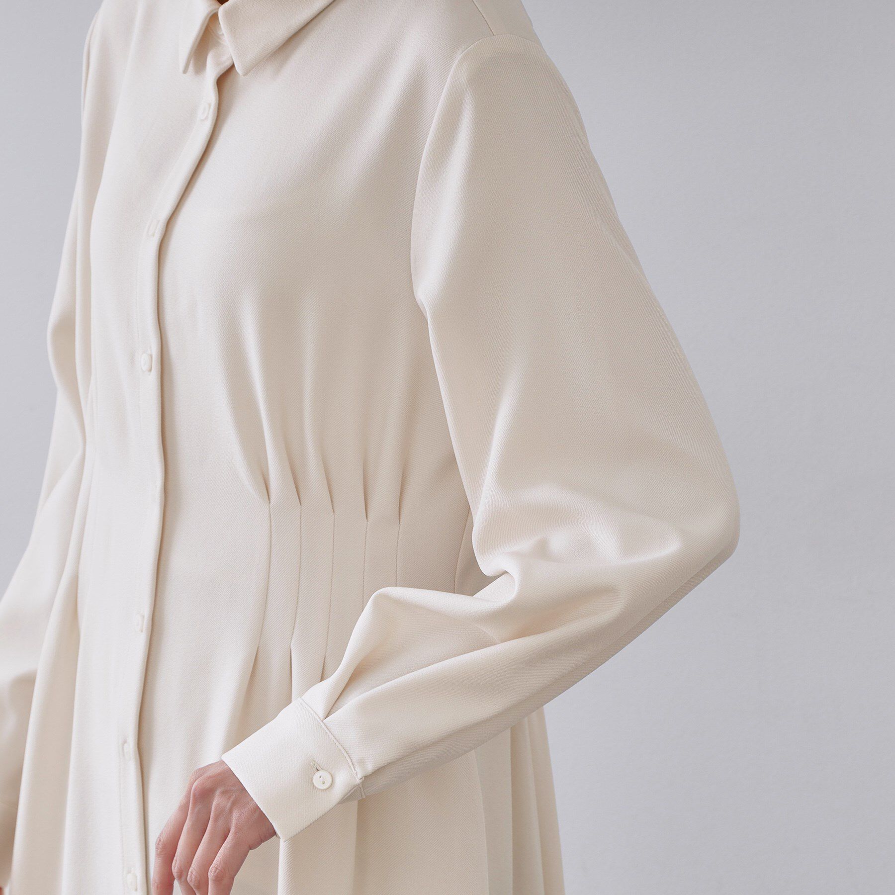 OPAQUE.CLIP「ウエストタックフィット＆フレアワンピース【洗濯機OK】」|ワンピース|