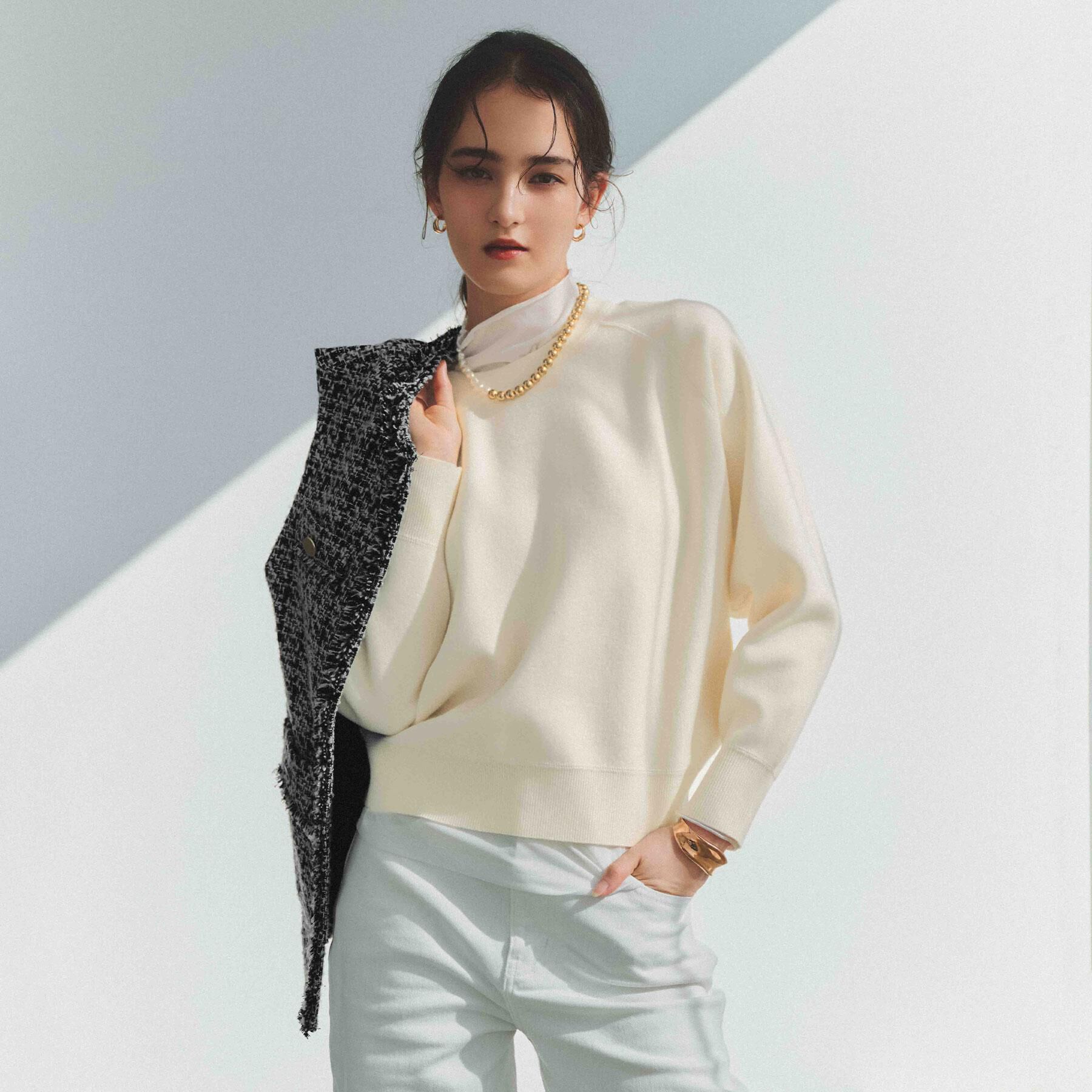 OPAQUE.CLIP「スウェットライクニット【洗濯機OK】」|ニット・セーター|